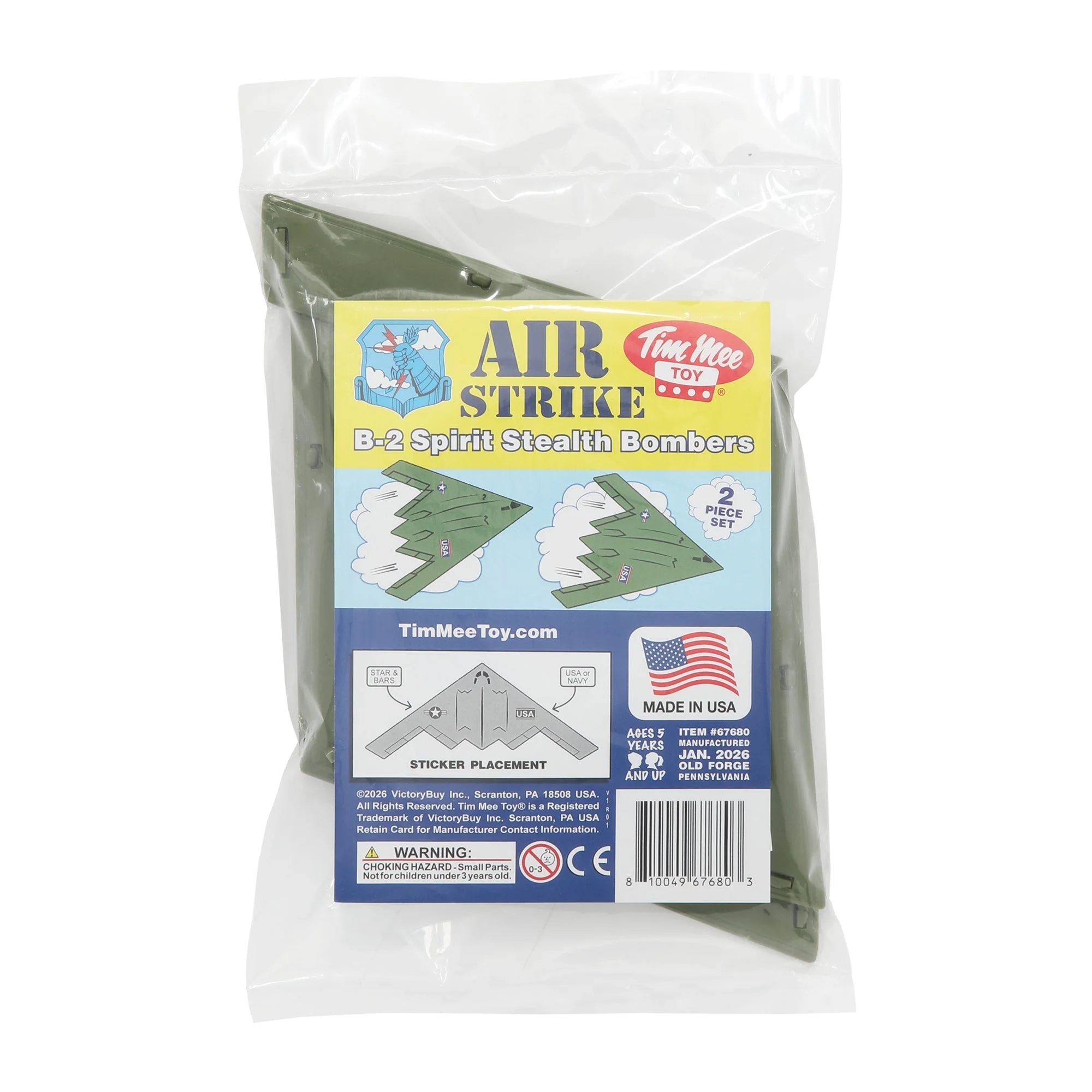 TimMee Air Strike B-2 Stealth Bomber Jets - 2pc OD Green Plastic Army Men Planes - Image 5