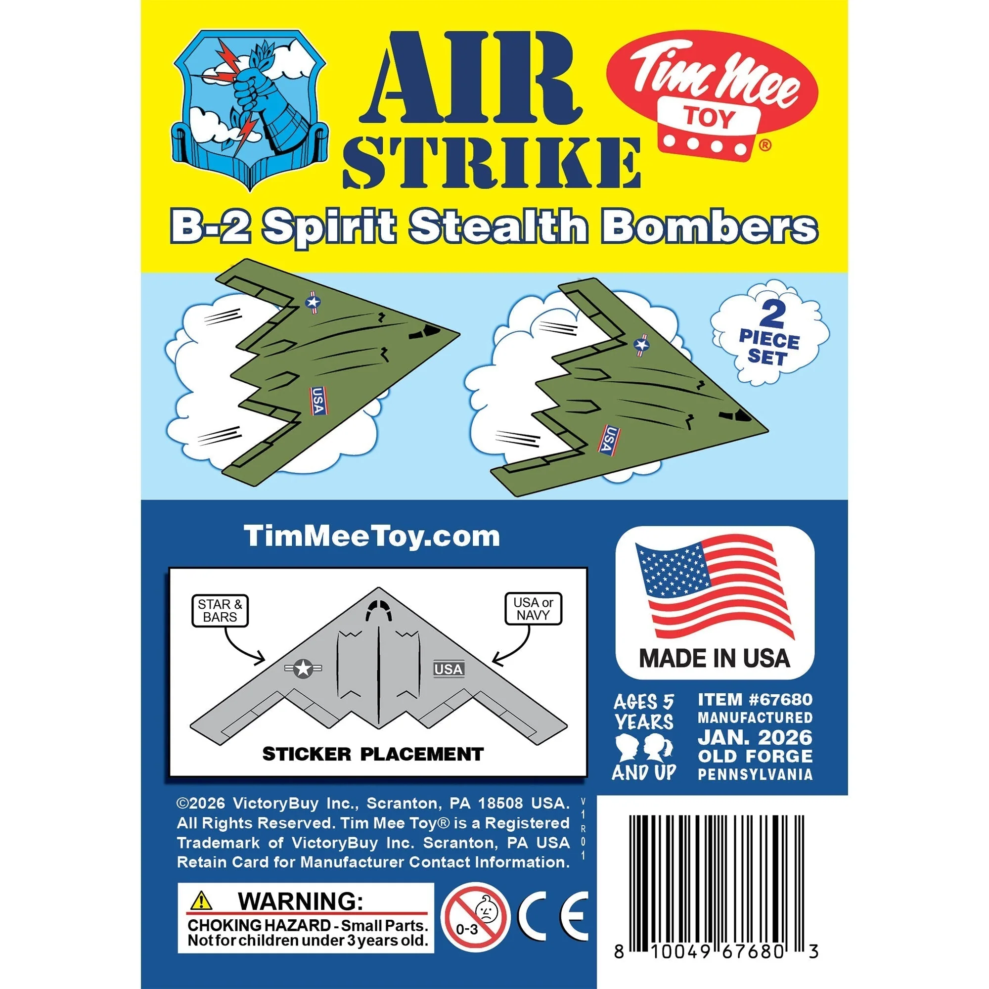 TimMee Air Strike B-2 Stealth Bomber Jets - 2pc OD Green Plastic Army Men Planes - Image 6