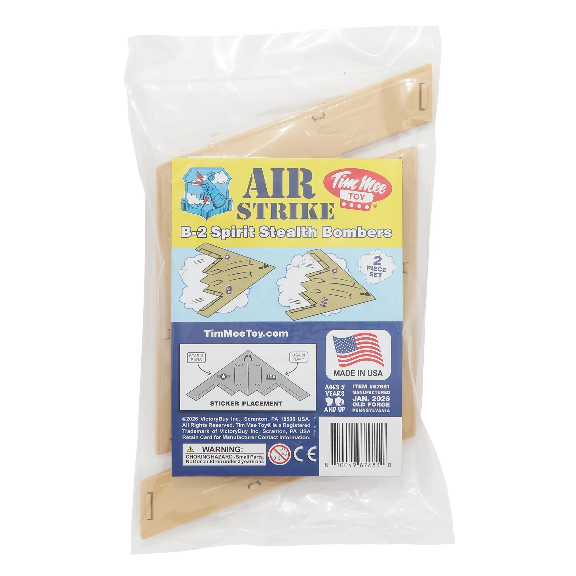 TimMee Air Strike B-2 Stealth Bomber Jets - 2pc Tan Plastic Army Men Airplanes - Image 5