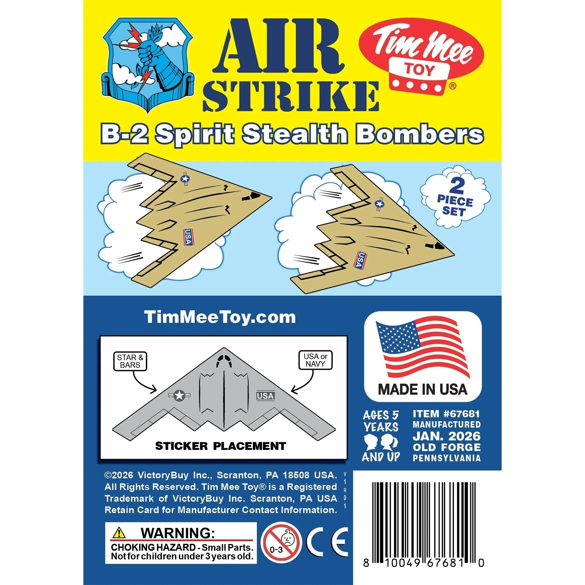 TimMee Air Strike B-2 Stealth Bomber Jets - 2pc Tan Plastic Army Men Airplanes - Image 6
