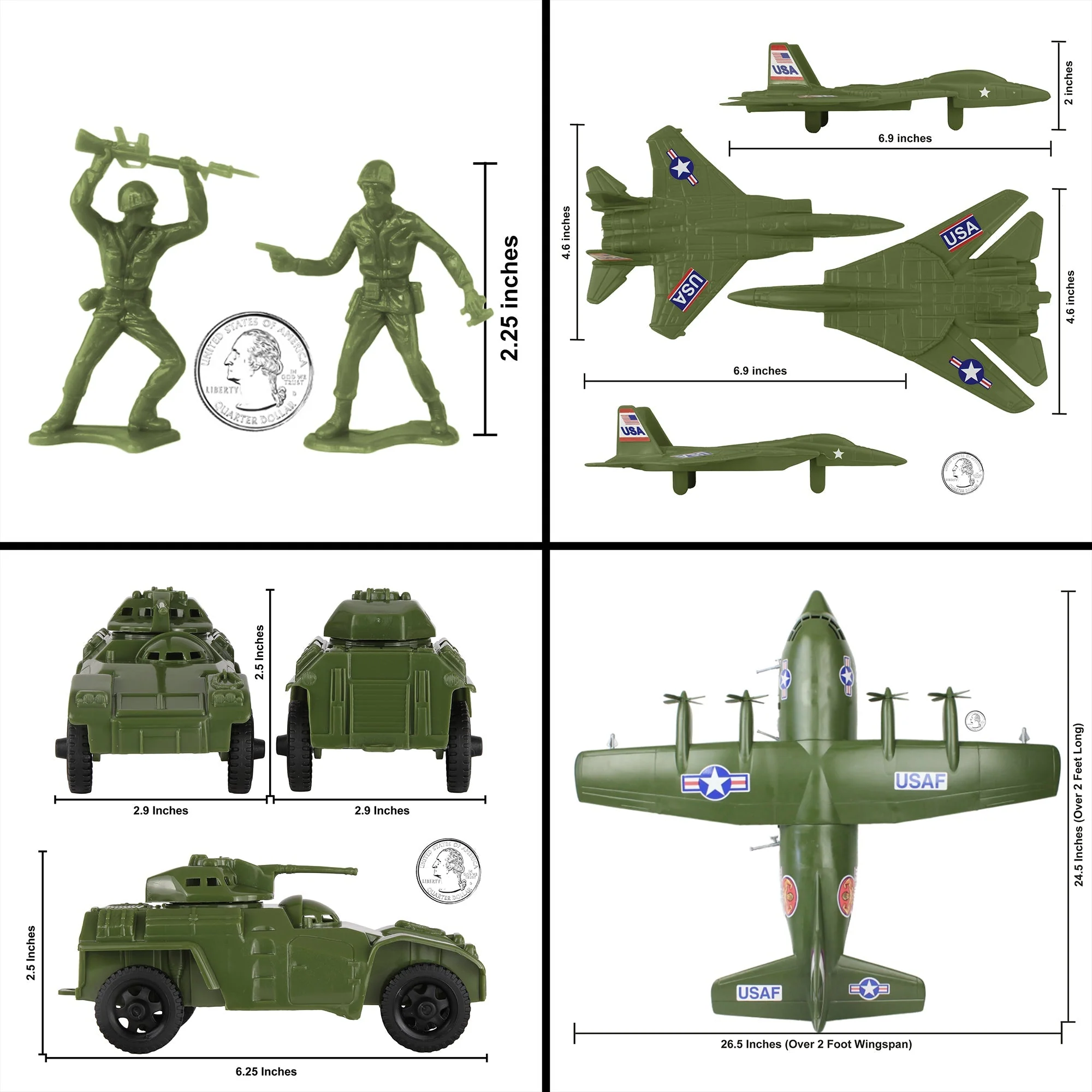 TimMee Plastic Army Men C130 Playset - 29pc OD Green Giant Military Airplane USA - Image 6