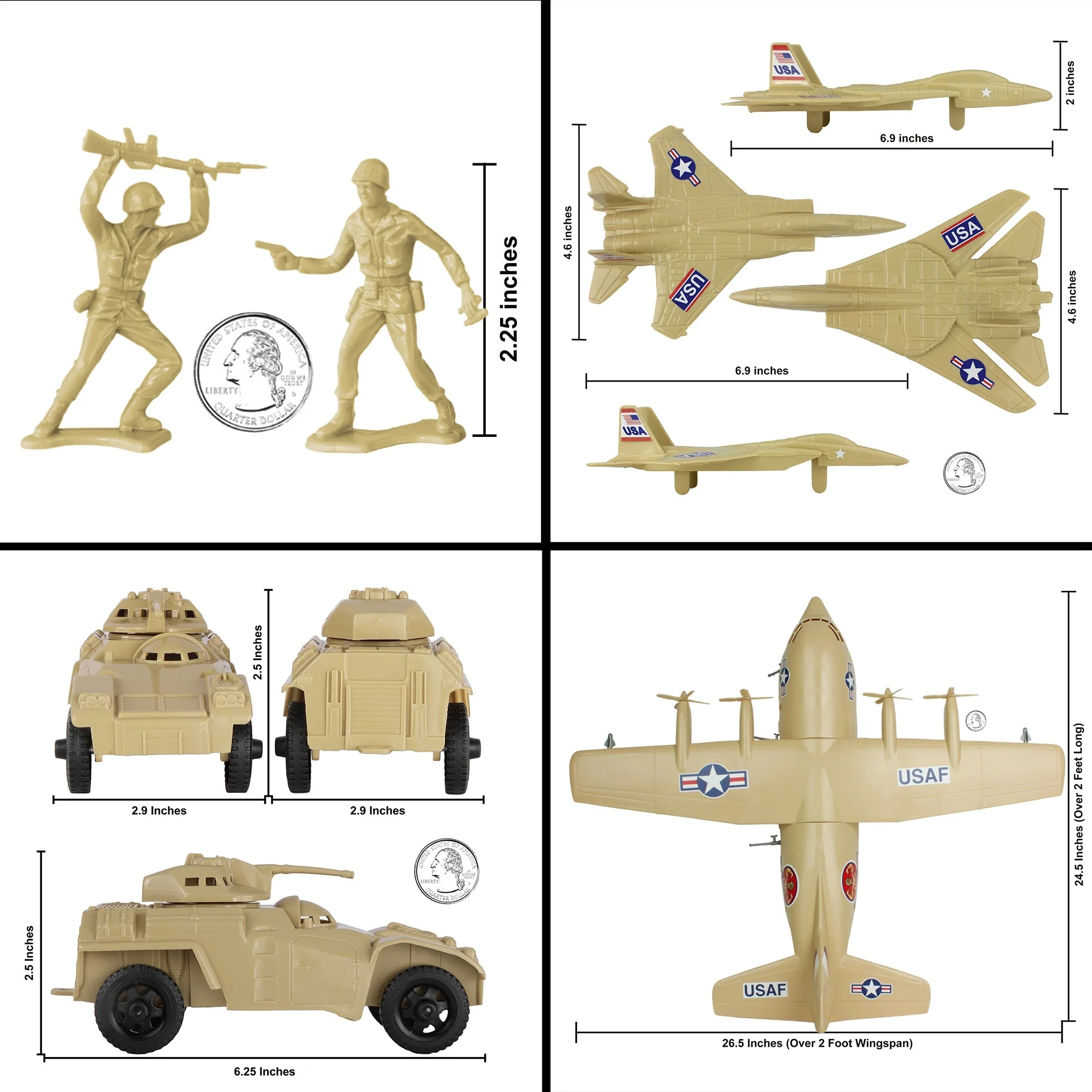 TimMee Plastic Army Men C130 Playset - Tan 29pc Giant Military Airplane US Made - Image 6