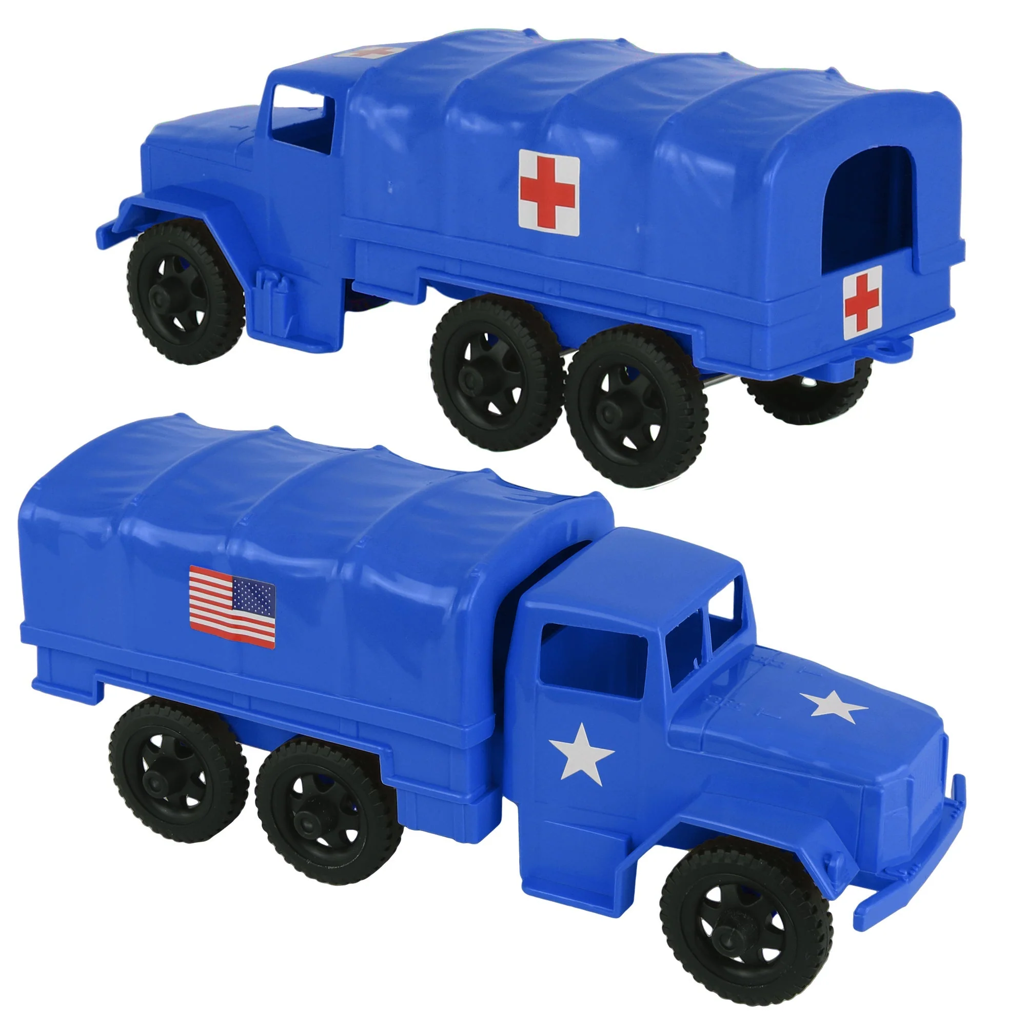TimMee Plastic Army Men Trucks - Blue M34 Deuce and a Half Cargo Vehicles USA