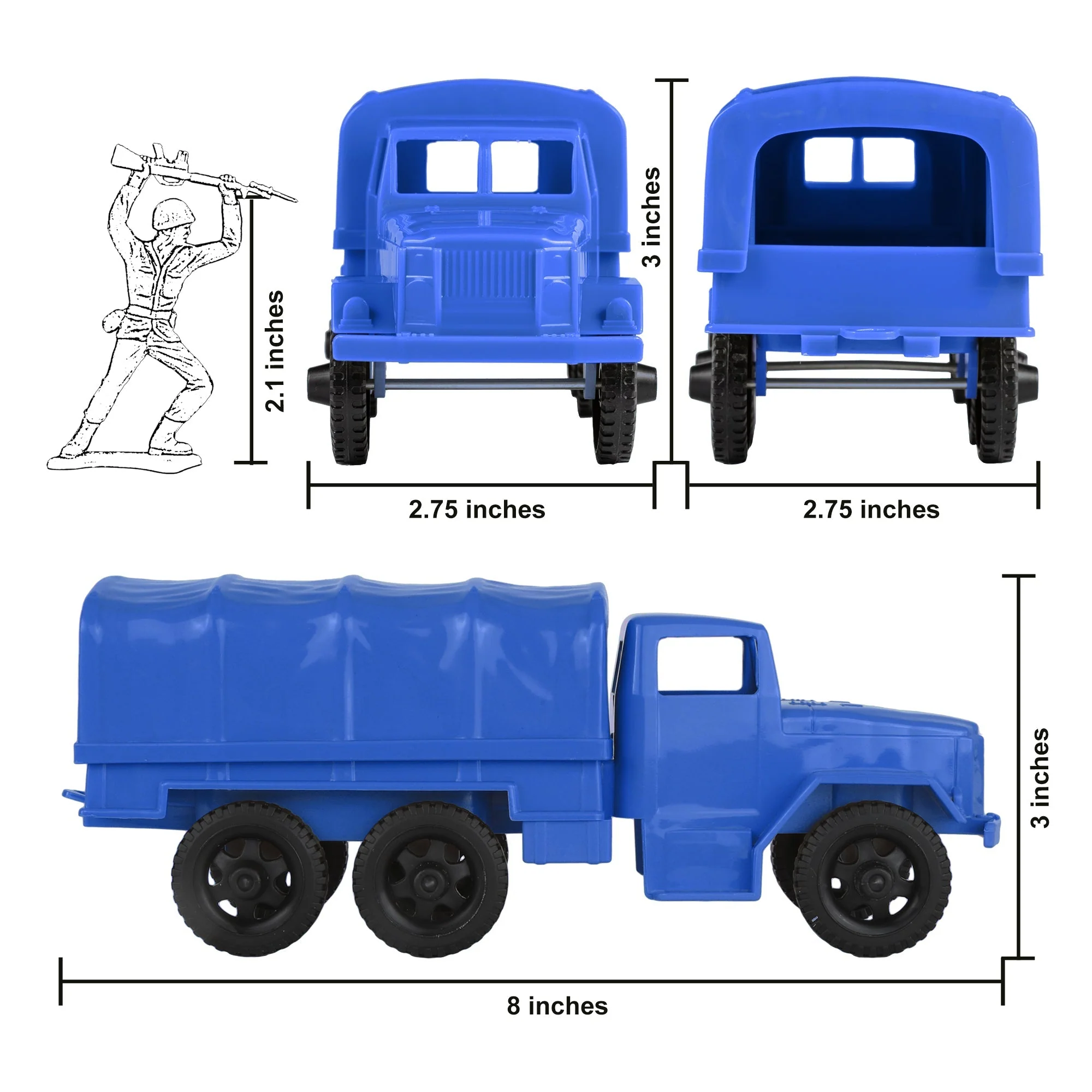 TimMee Plastic Army Men Trucks - Blue M34 Deuce and a Half Cargo Vehicles USA - Image 3