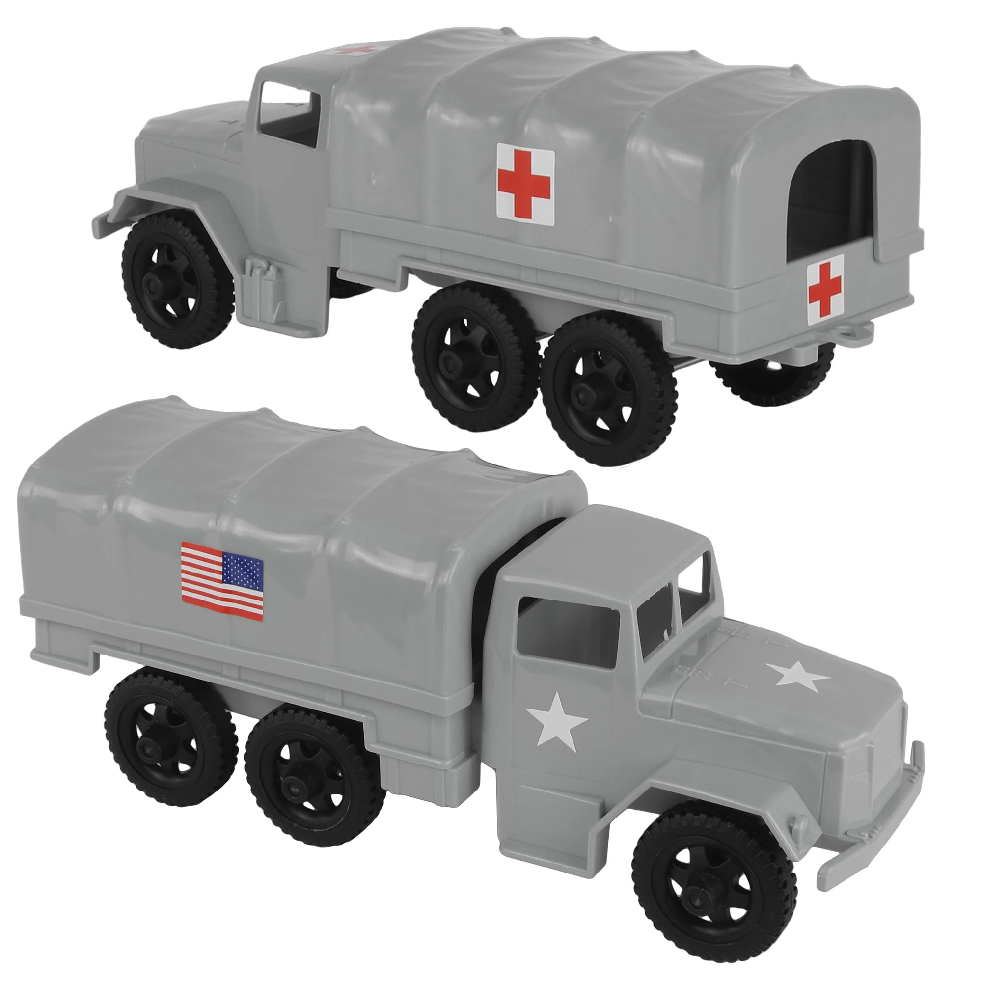 TimMee Plastic Army Men Trucks - Gray M34 Deuce and a Half Cargo Vehicles USA