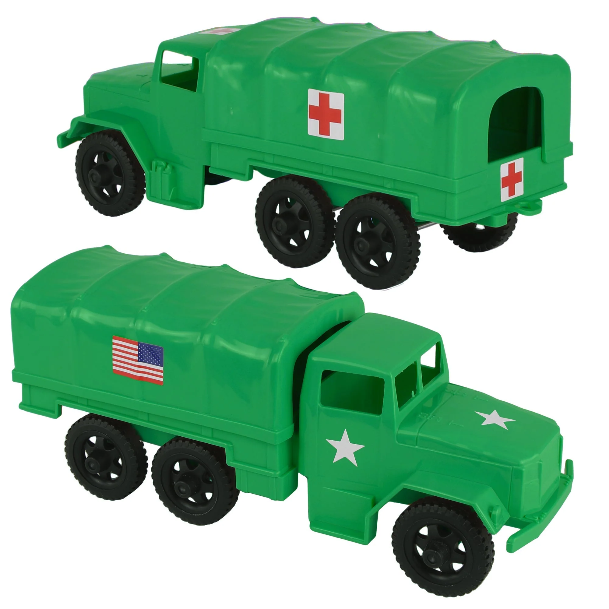 TimMee Plastic Army Men Trucks - Green M34 Deuce and a Half Cargo Vehicles USA