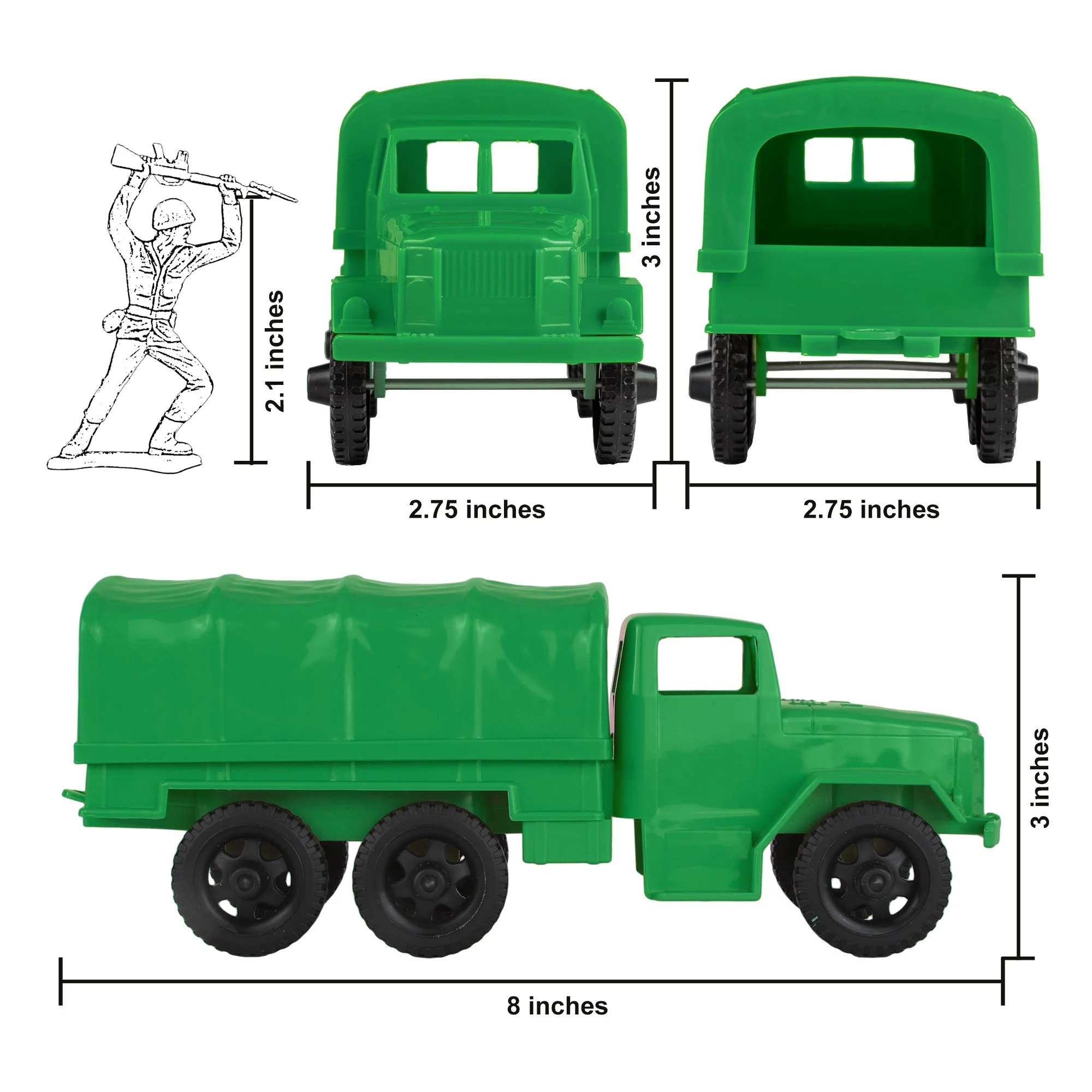 TimMee Plastic Army Men Trucks - Green M34 Deuce and a Half Cargo Vehicles USA - Image 2