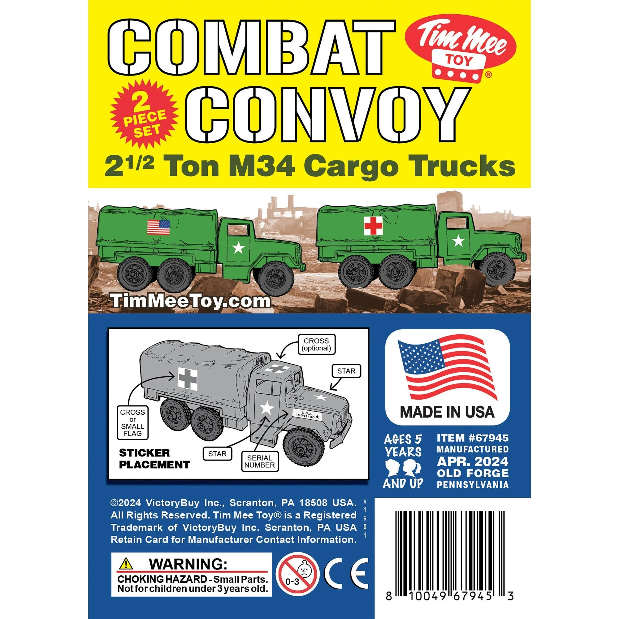 TimMee Plastic Army Men Trucks - Green M34 Deuce and a Half Cargo Vehicles USA - Image 7