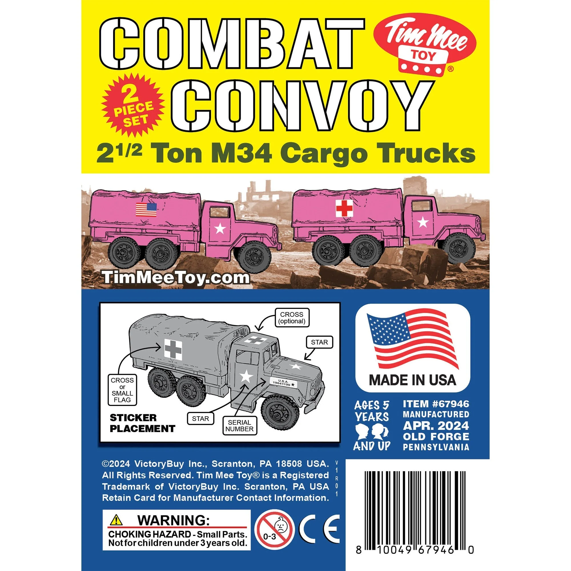 TimMee Plastic Army Men Trucks - Pink M34 Deuce and a Half Cargo Vehicles USA - Image 7