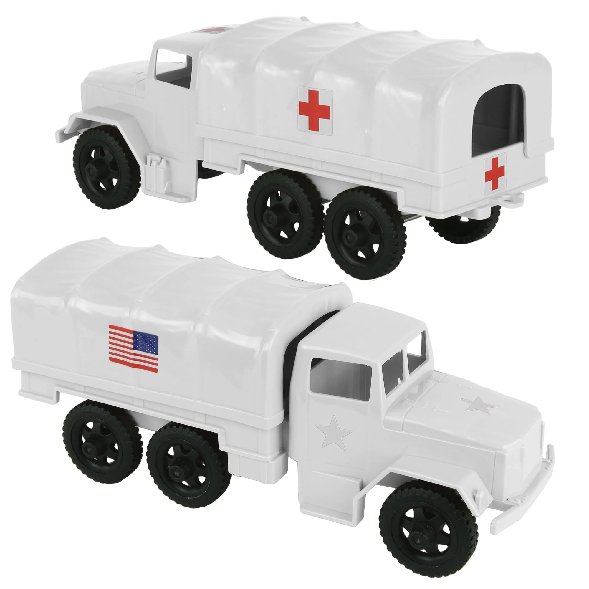 TimMee Plastic Army Men Trucks - White M34 Deuce and a Half Cargo Vehicles USA