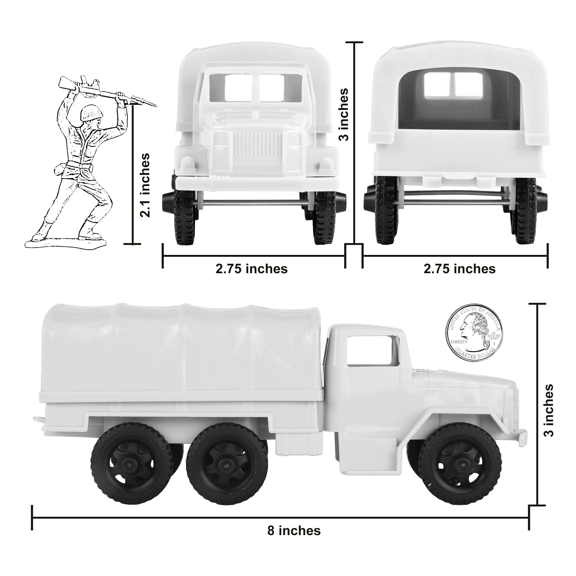 TimMee Plastic Army Men Trucks - White M34 Deuce and a Half Cargo Vehicles USA - Image 2