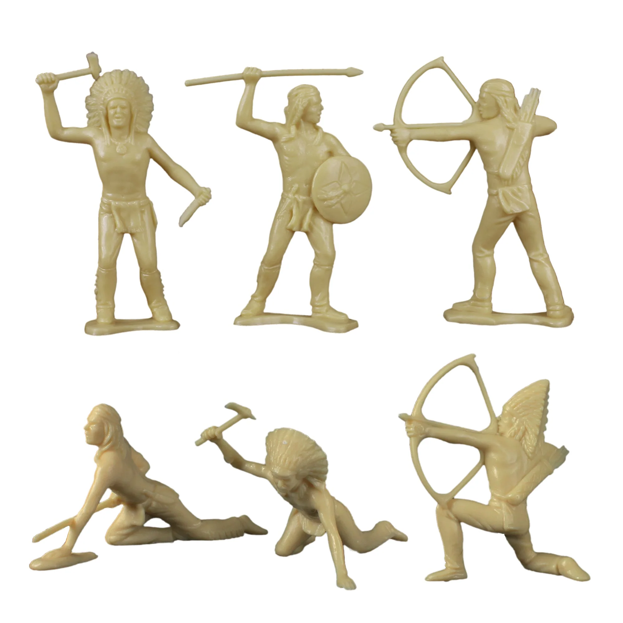 TimMee Cowboy & Indian Plastic Figures - 40pc Tan & Rust Brown Playset - US Made - Image 3