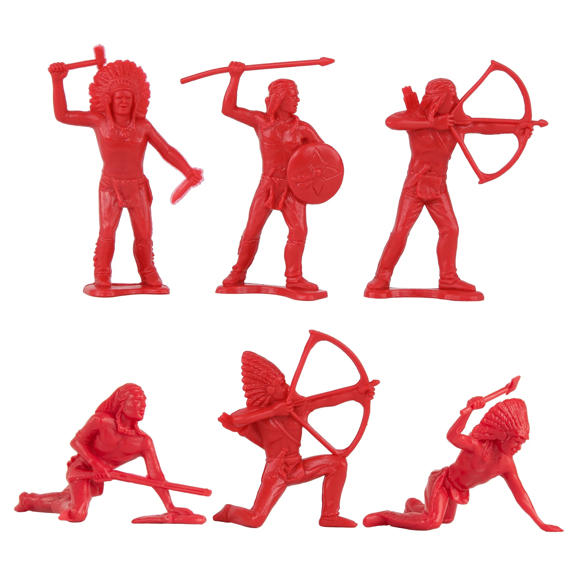 TimMee Cowboys & Indians Plastic Figures - 40pc Red & Yellow Playset - US Made - Image 3