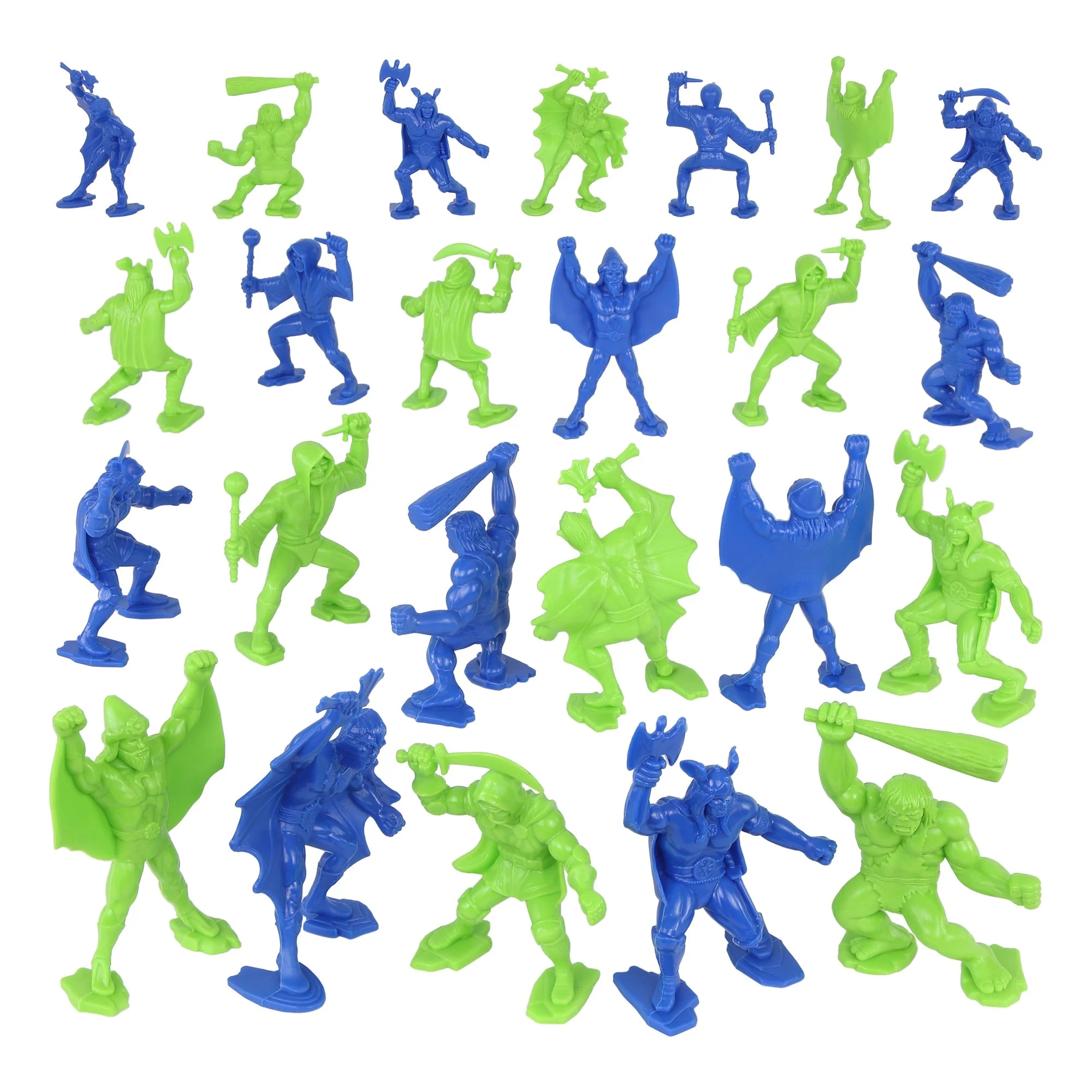 TimMee Legendary Battle Fantasy Figures - 3 inch Blue vs Lime Green 24pc Set USA