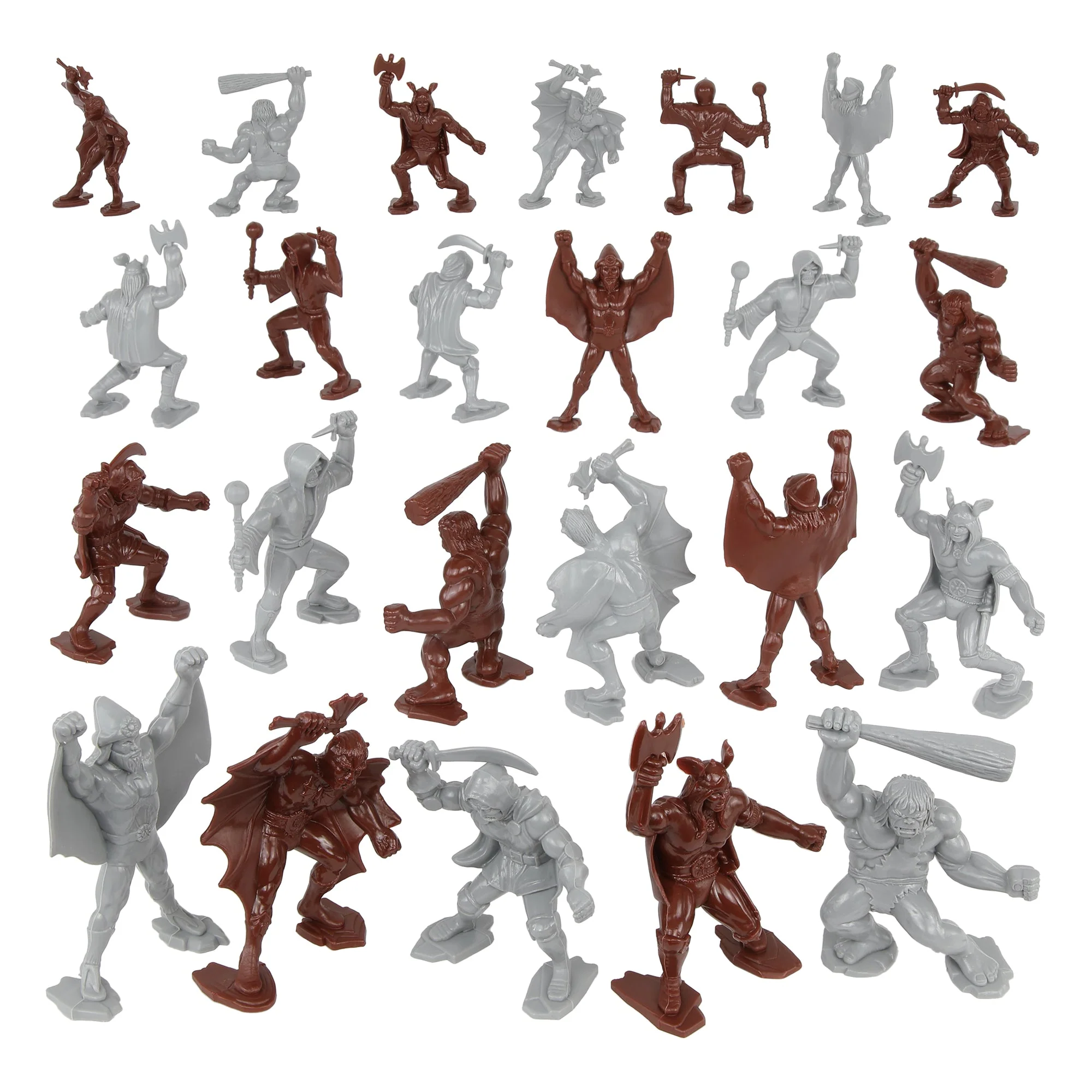 TimMee Legendary Battle Fantasy Figures - 3 inch Gray vs Rust Brown 24pc Set USA