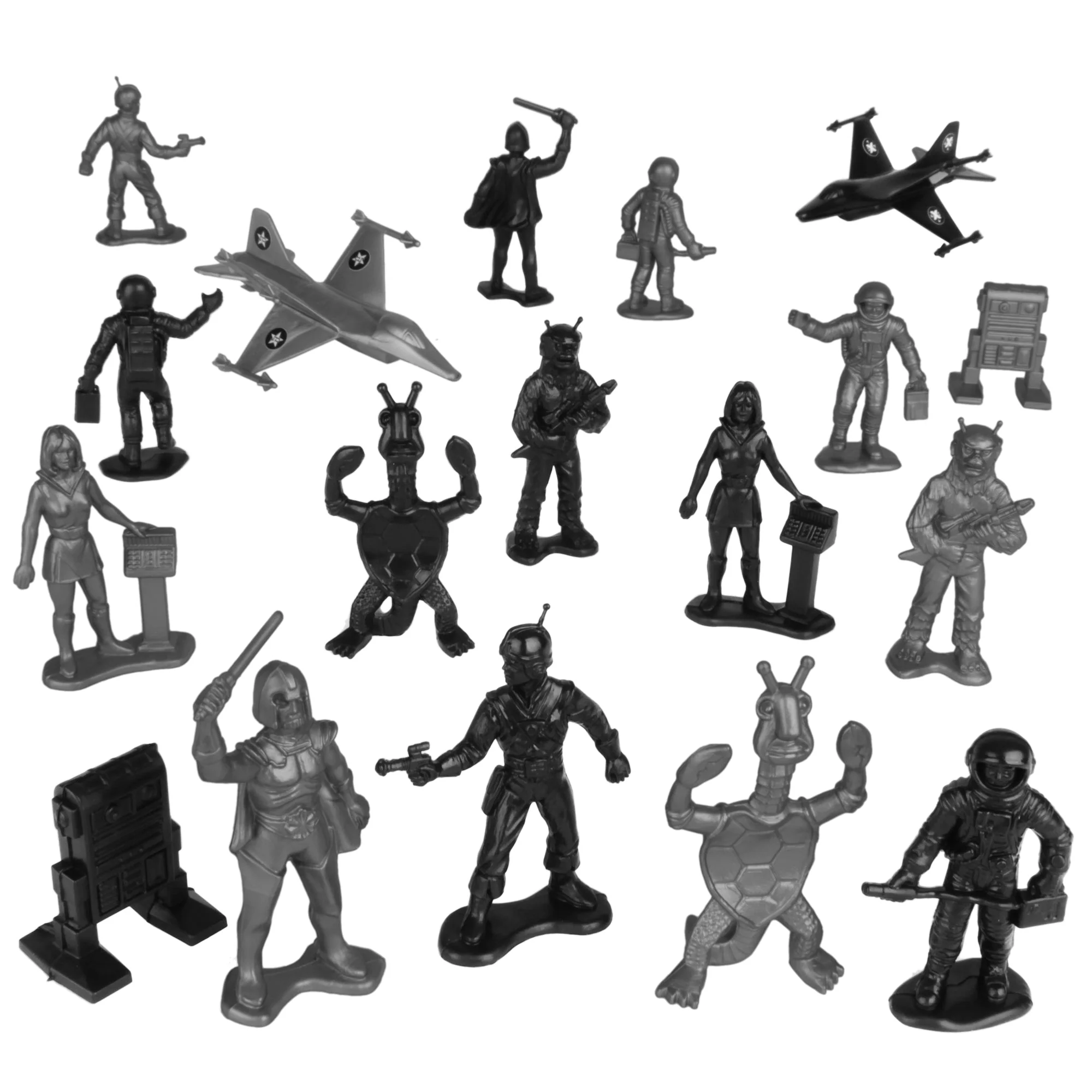 TimMee Galaxy Laser Team Space Figures - Black vs Silver 50pc Set - Made in USA - Image 5