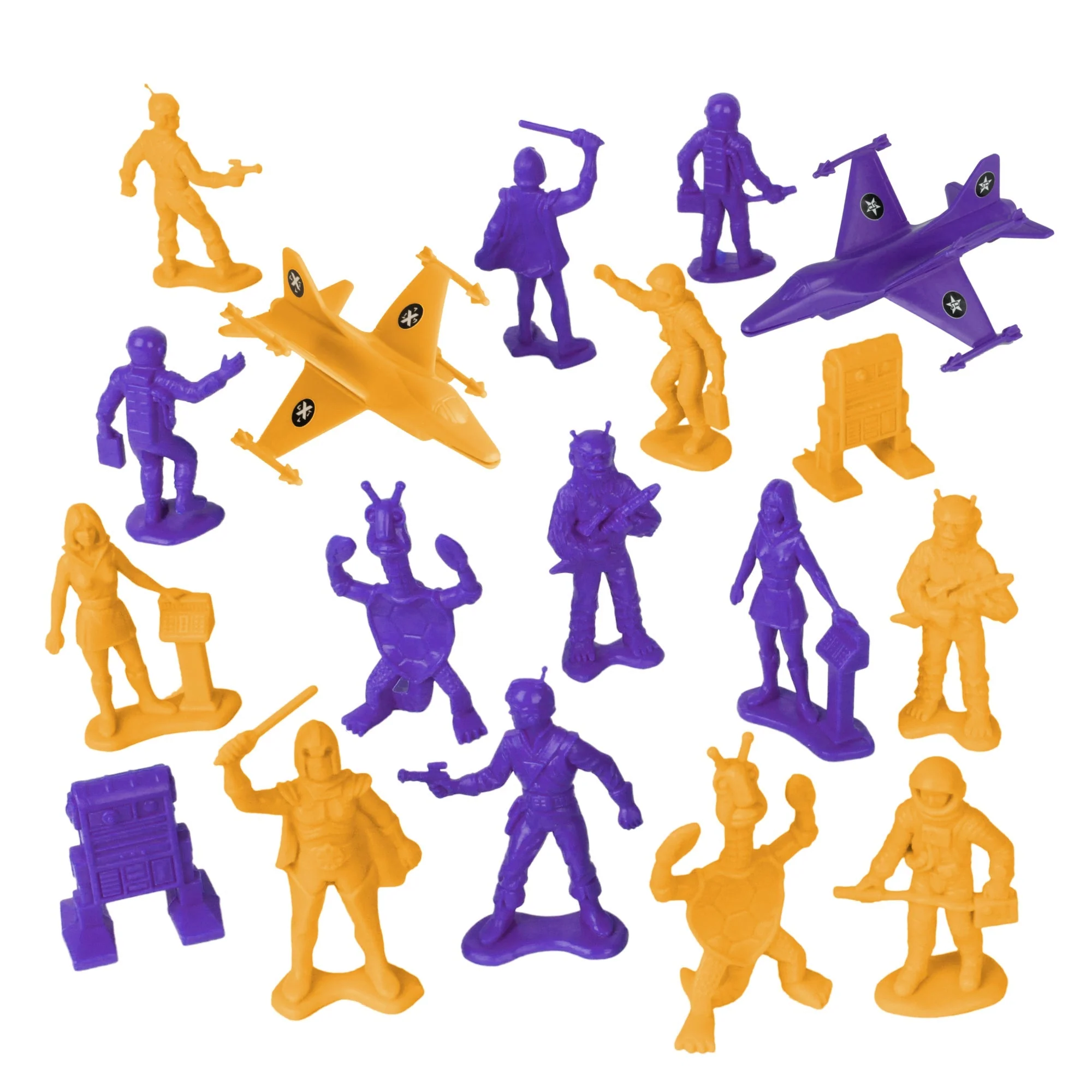 TimMee Galaxy Laser Team Space Figures - Purple vs Orange 50pc Set - Made in USA - Image 6
