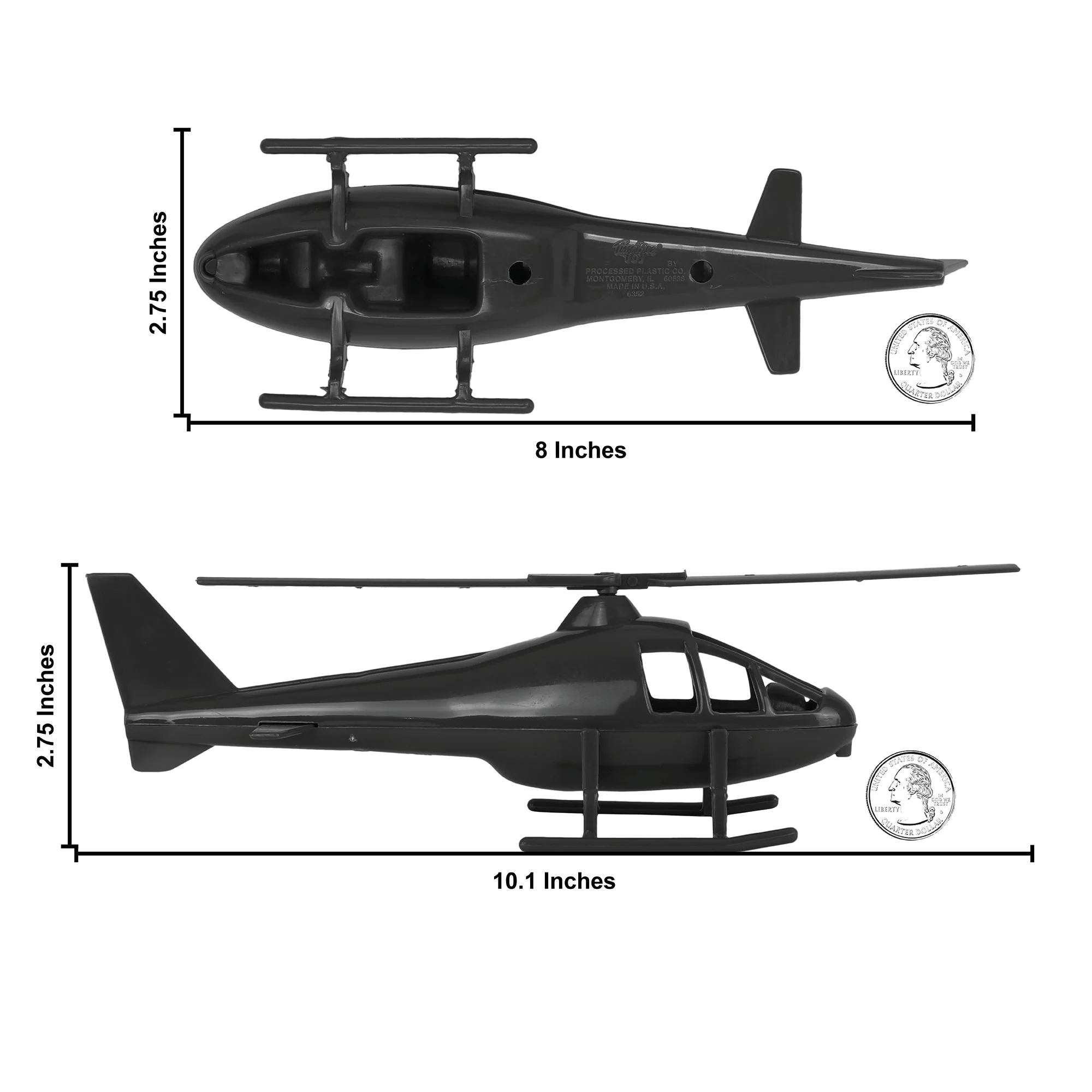 TimMee Air Support Helicopters - 2pc Black Plastic Army Men Choppers US Made - Image 3