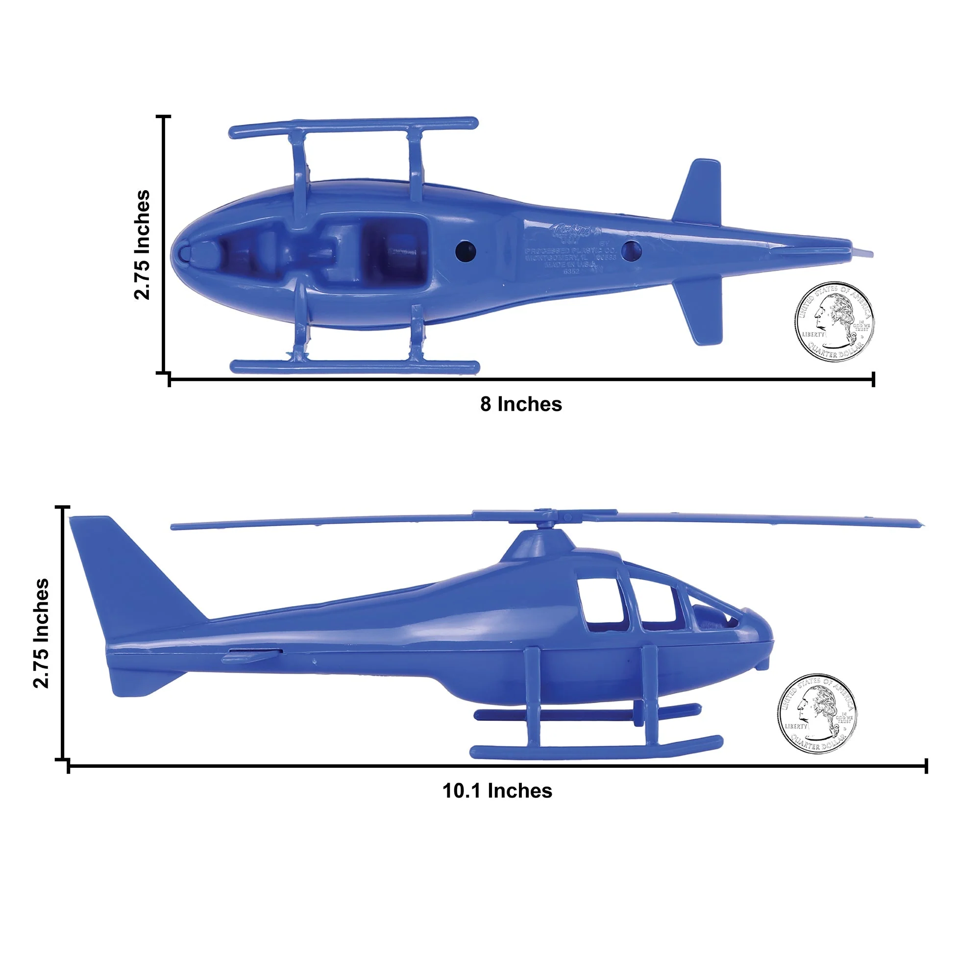 TimMee Air Support Helicopters - 2pc Blue Plastic Army Men Choppers US Made - Image 3