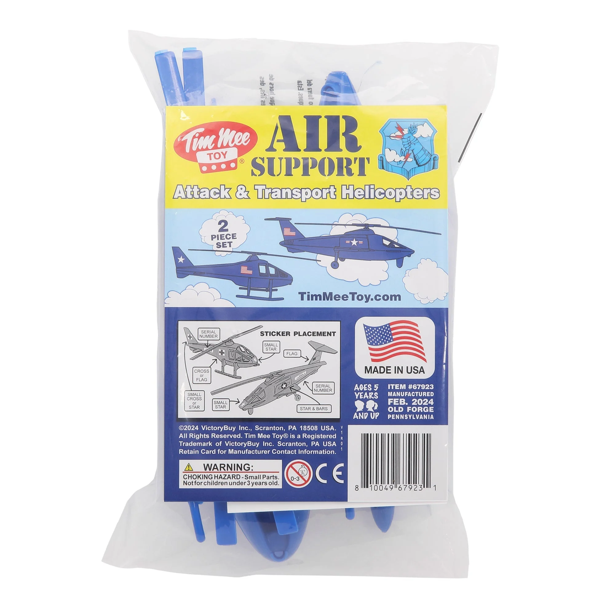 TimMee Air Support Helicopters - 2pc Blue Plastic Army Men Choppers US Made - Image 5