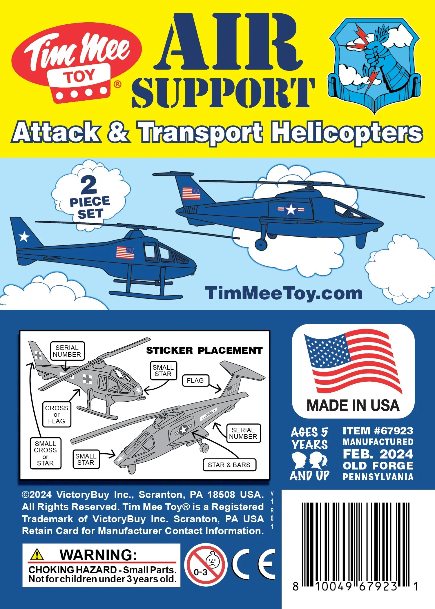 TimMee Air Support Helicopters - 2pc Blue Plastic Army Men Choppers US Made - Image 6