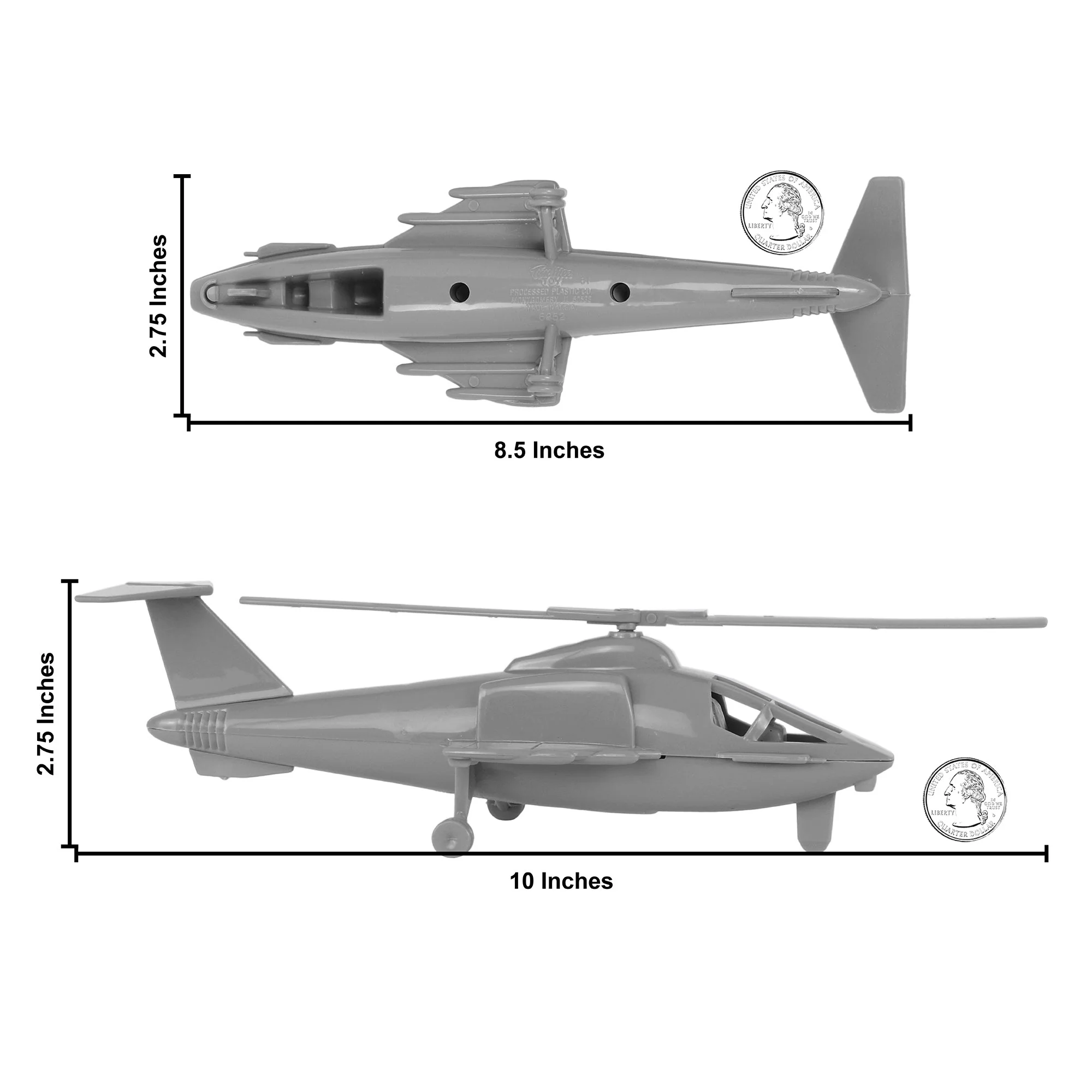 TimMee Air Support Helicopters - 2pc Gray Plastic Army Men Choppers US Made - Image 2