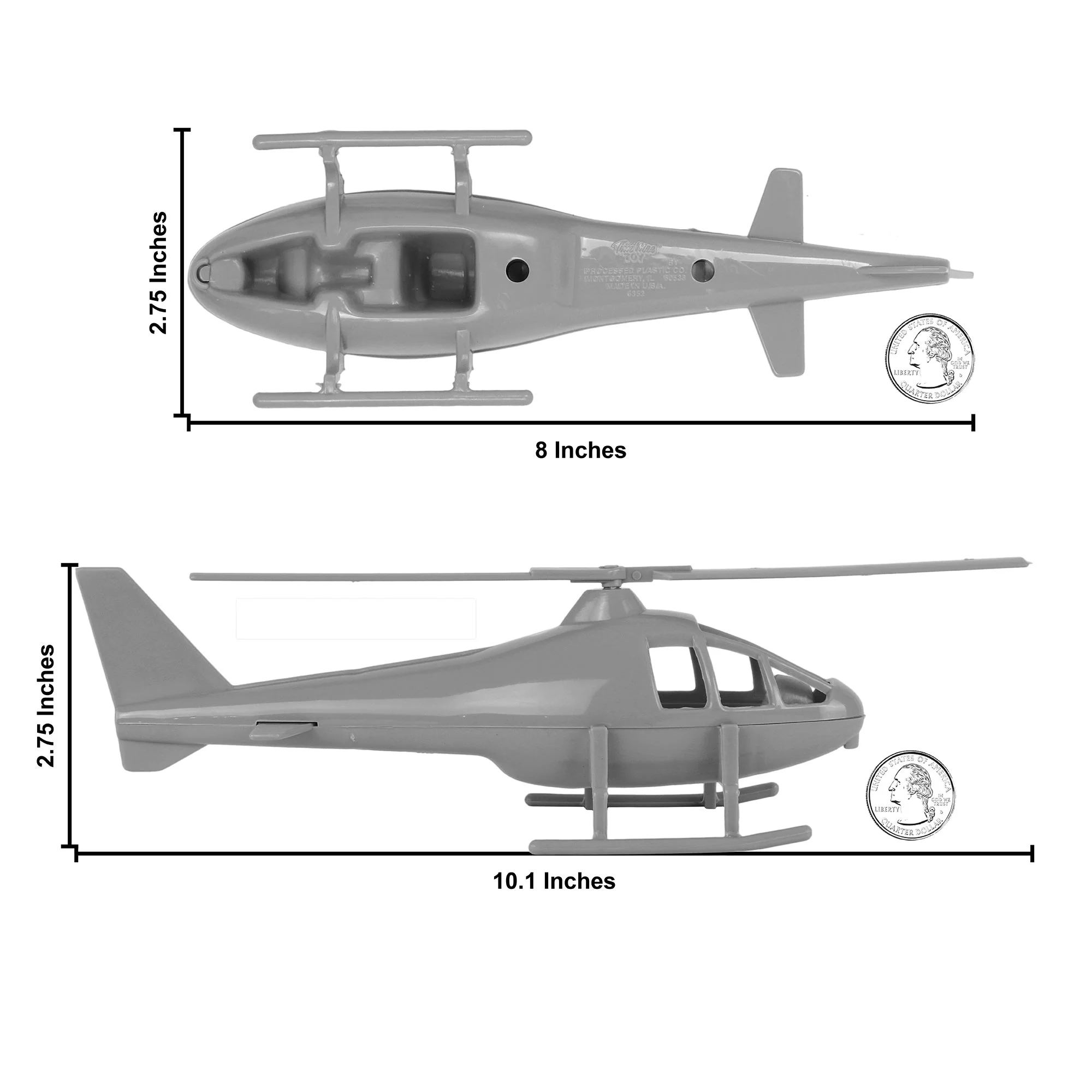 TimMee Air Support Helicopters - 2pc Gray Plastic Army Men Choppers US Made - Image 3