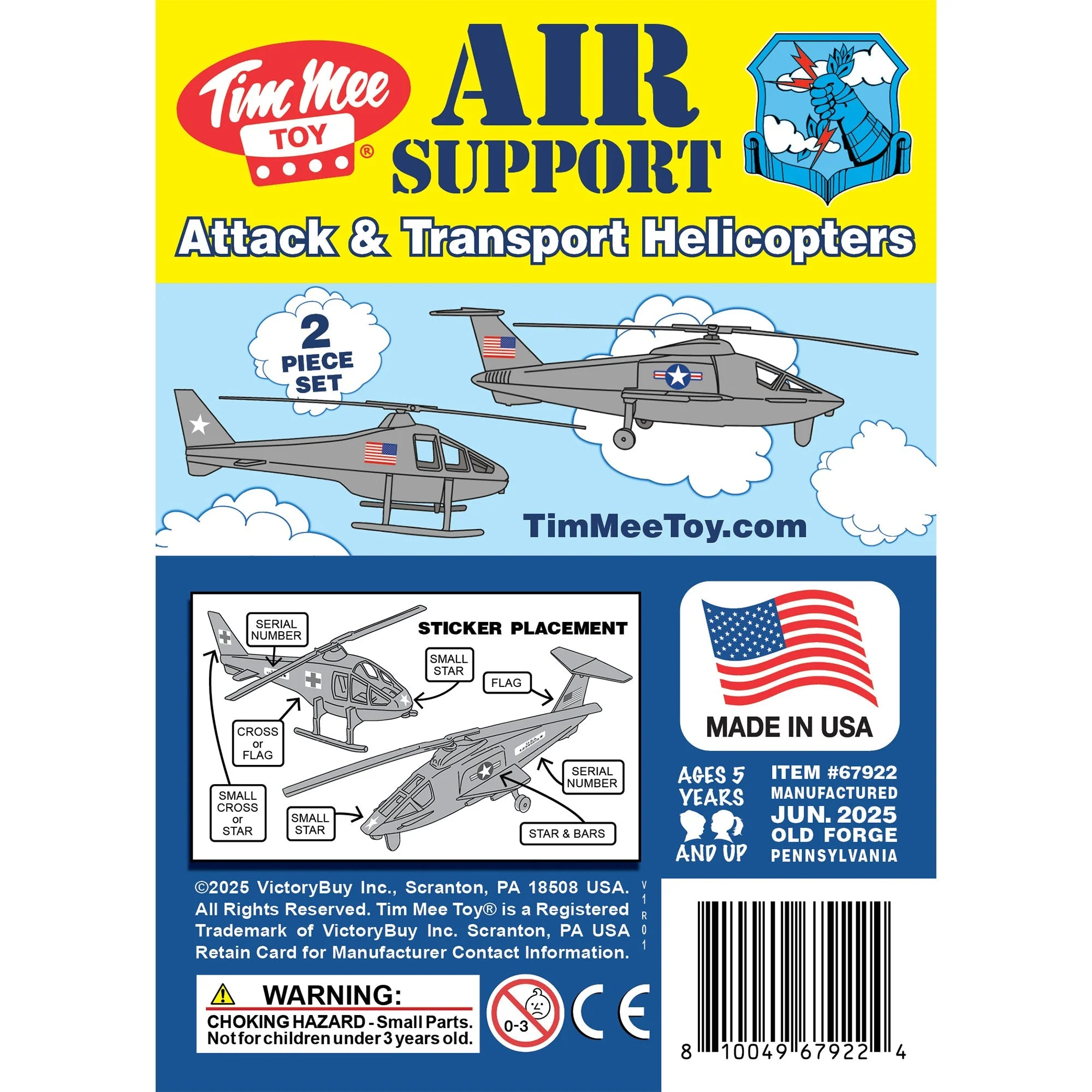 TimMee Air Support Helicopters - 2pc Gray Plastic Army Men Choppers US Made - Image 5