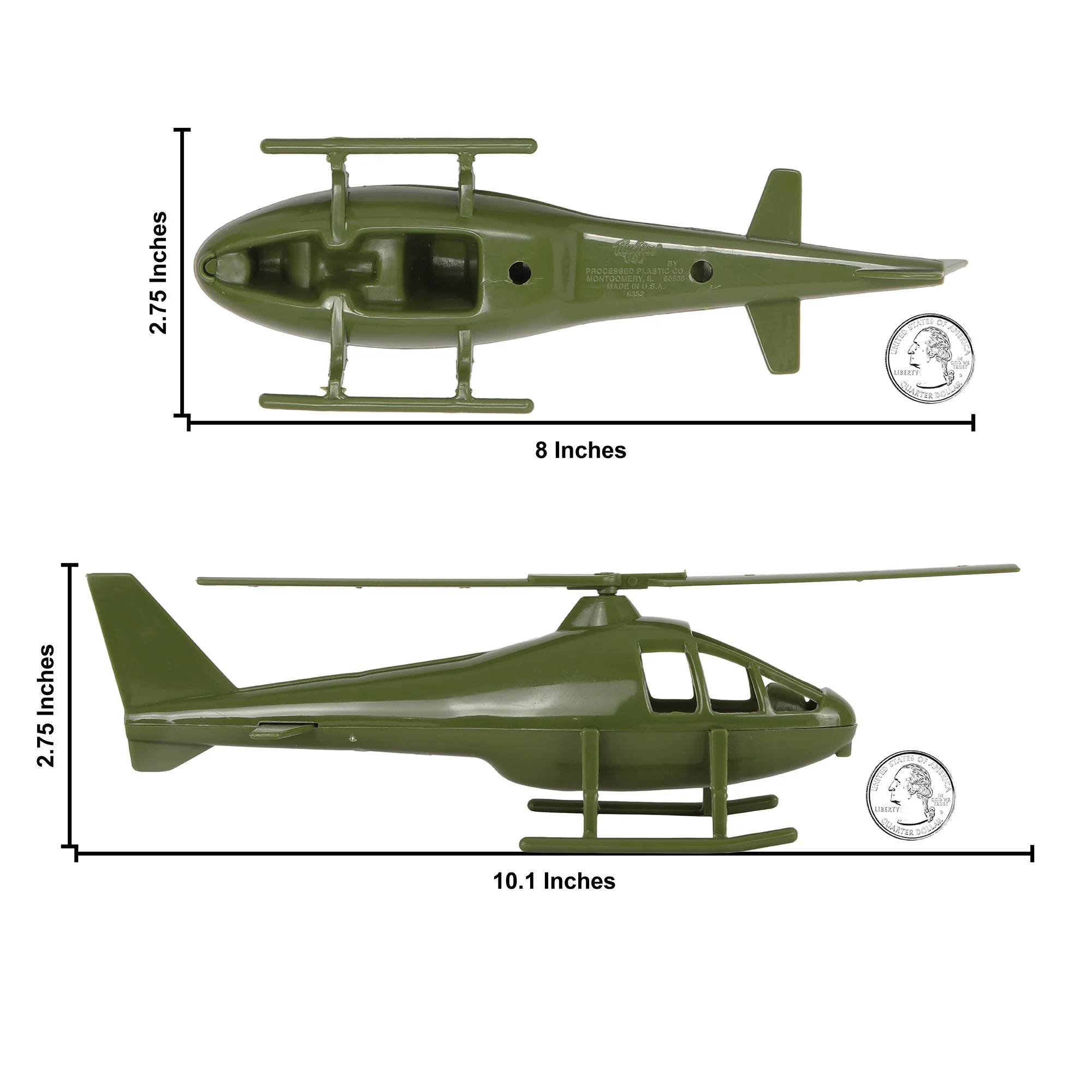 TimMee Air Support Helicopters - 2pc OD Green Plastic Army Men Choppers US Made - Image 3