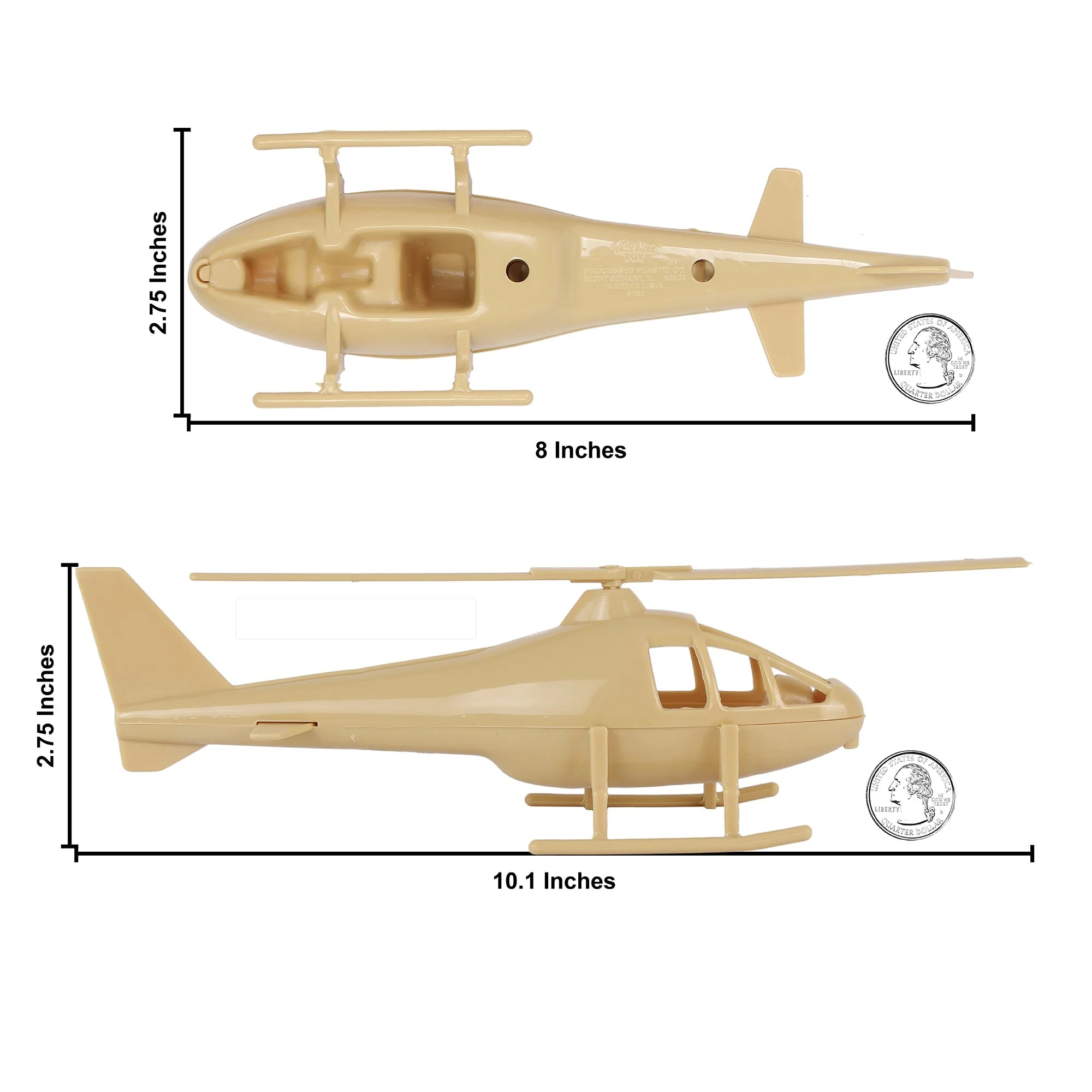 TimMee Air Support Helicopters - 2pc Tan Plastic Army Men Choppers US Made - Image 3