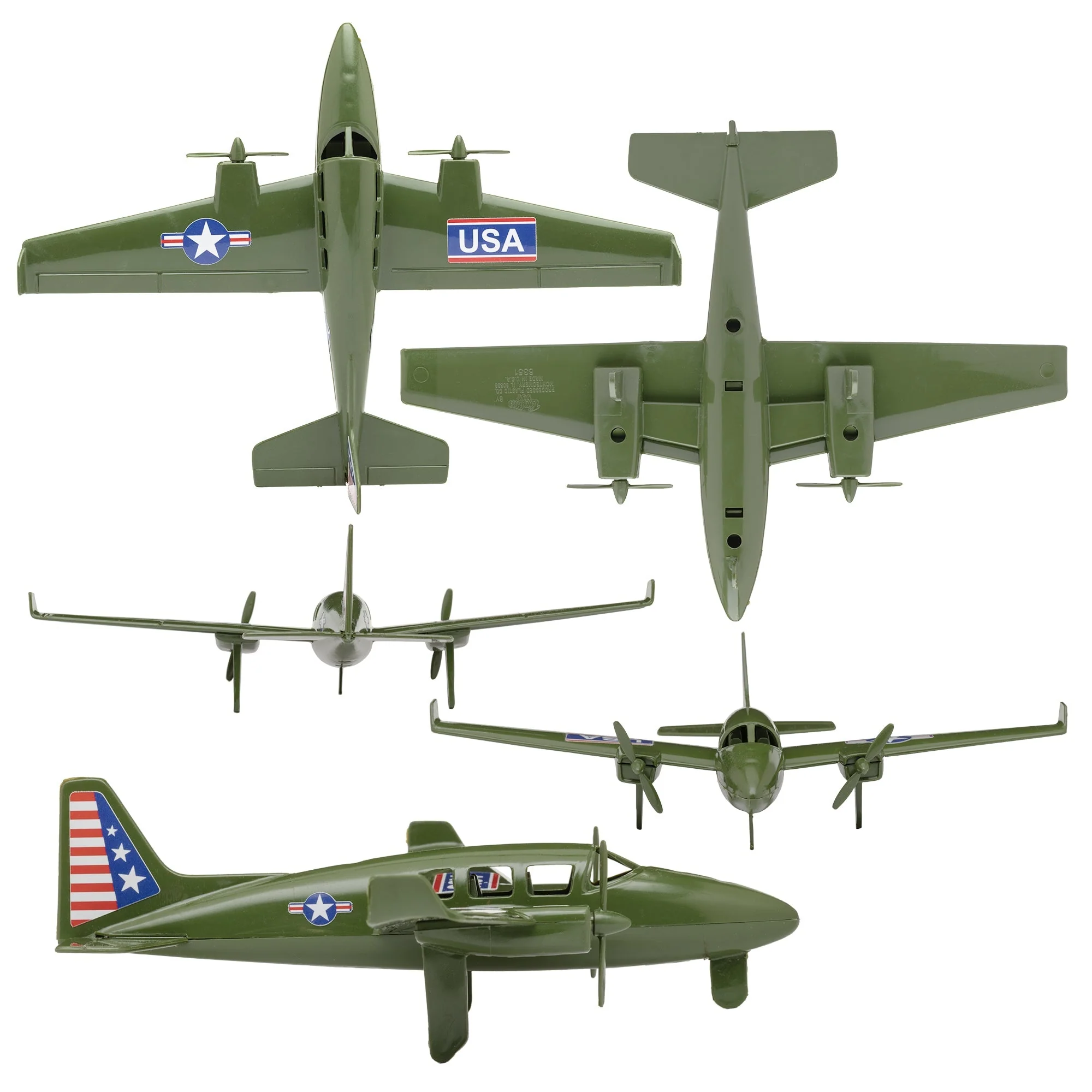 TimMee Prop Plane and Fighter Jet - 2pc OD Green Plastic Army Men Air Support - Image 3