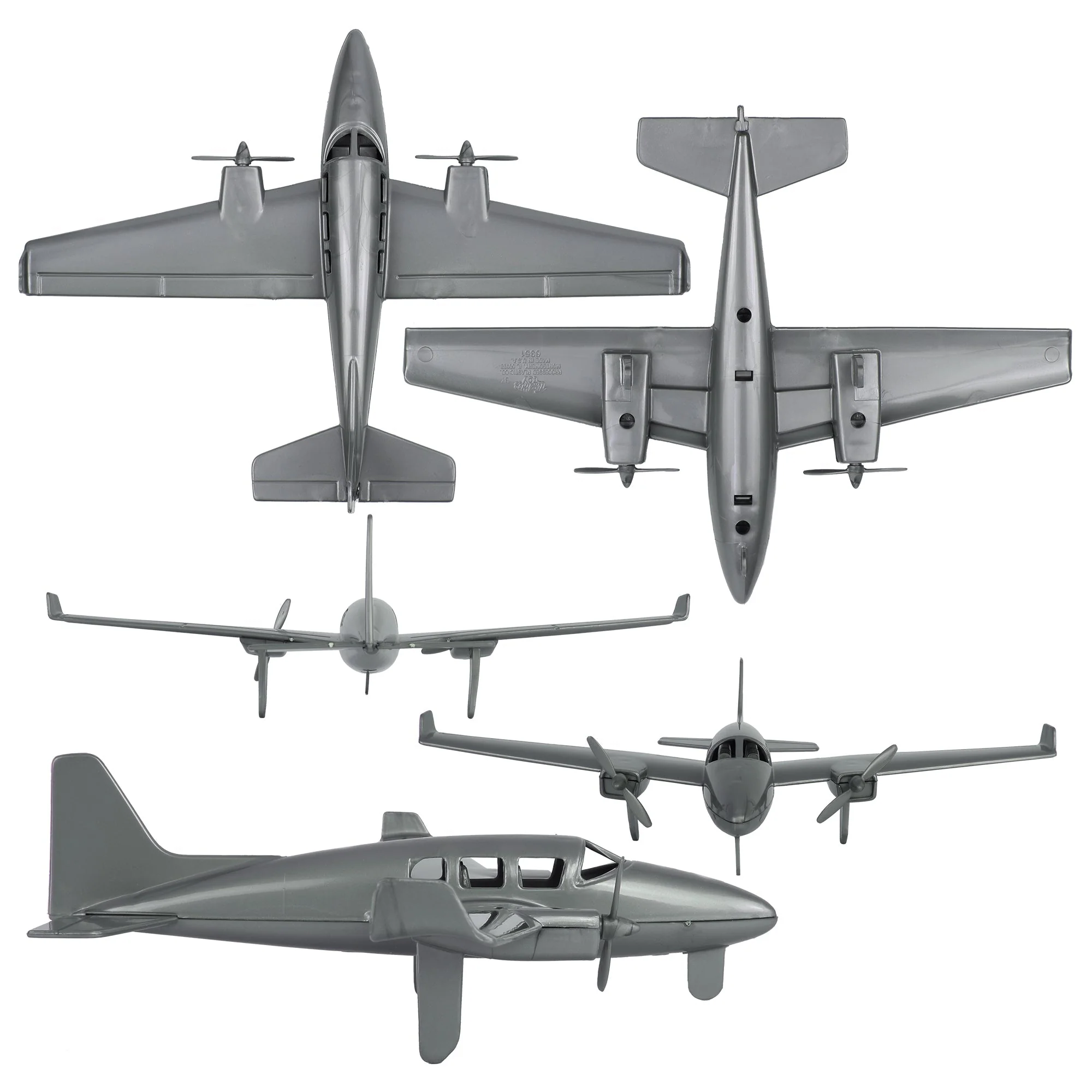 TimMee Prop Plane and Fighter Jet - 2pc Silver Gray Plastic Army Men Air Support - Image 3