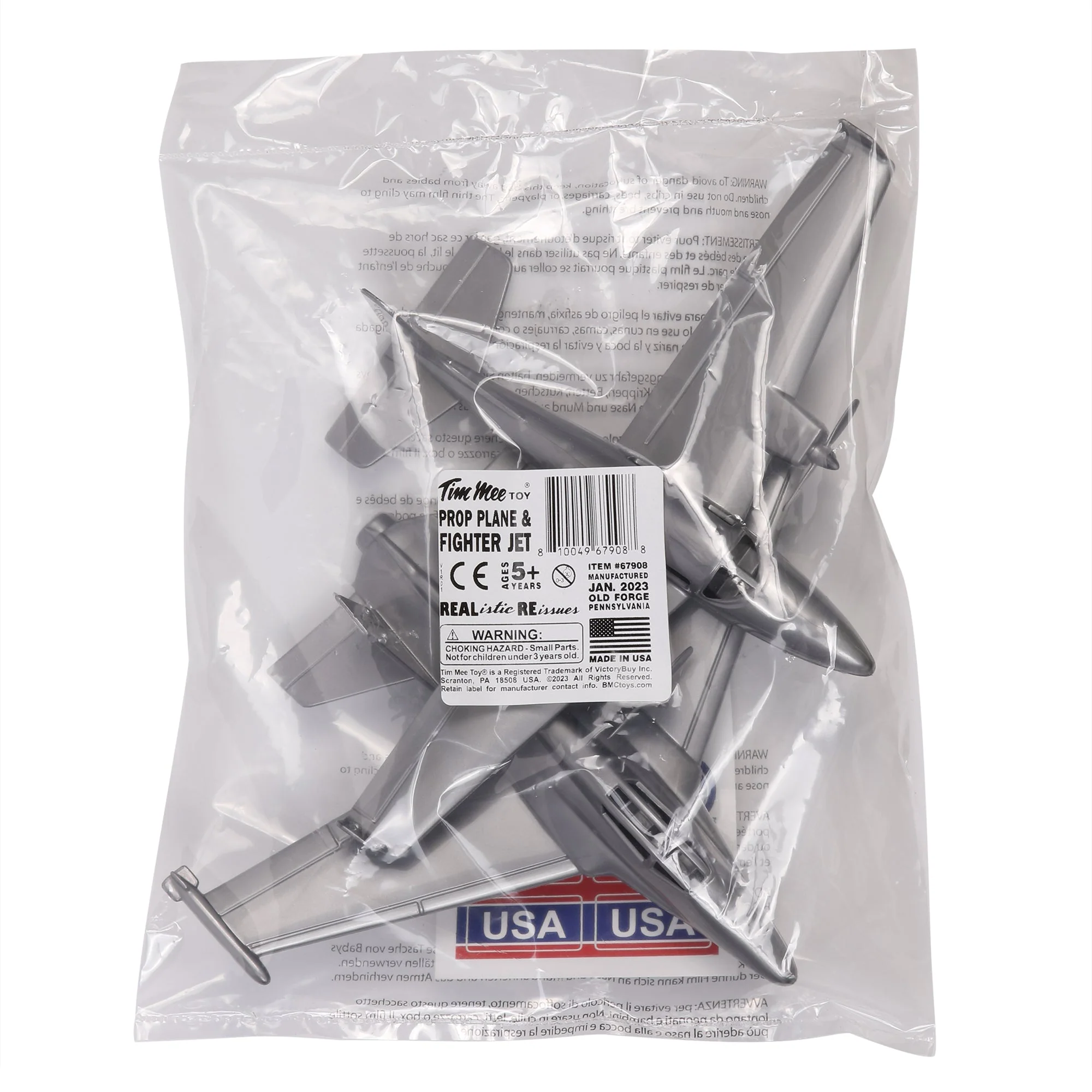 TimMee Prop Plane and Fighter Jet - 2pc Silver Gray Plastic Army Men Air Support - Image 7
