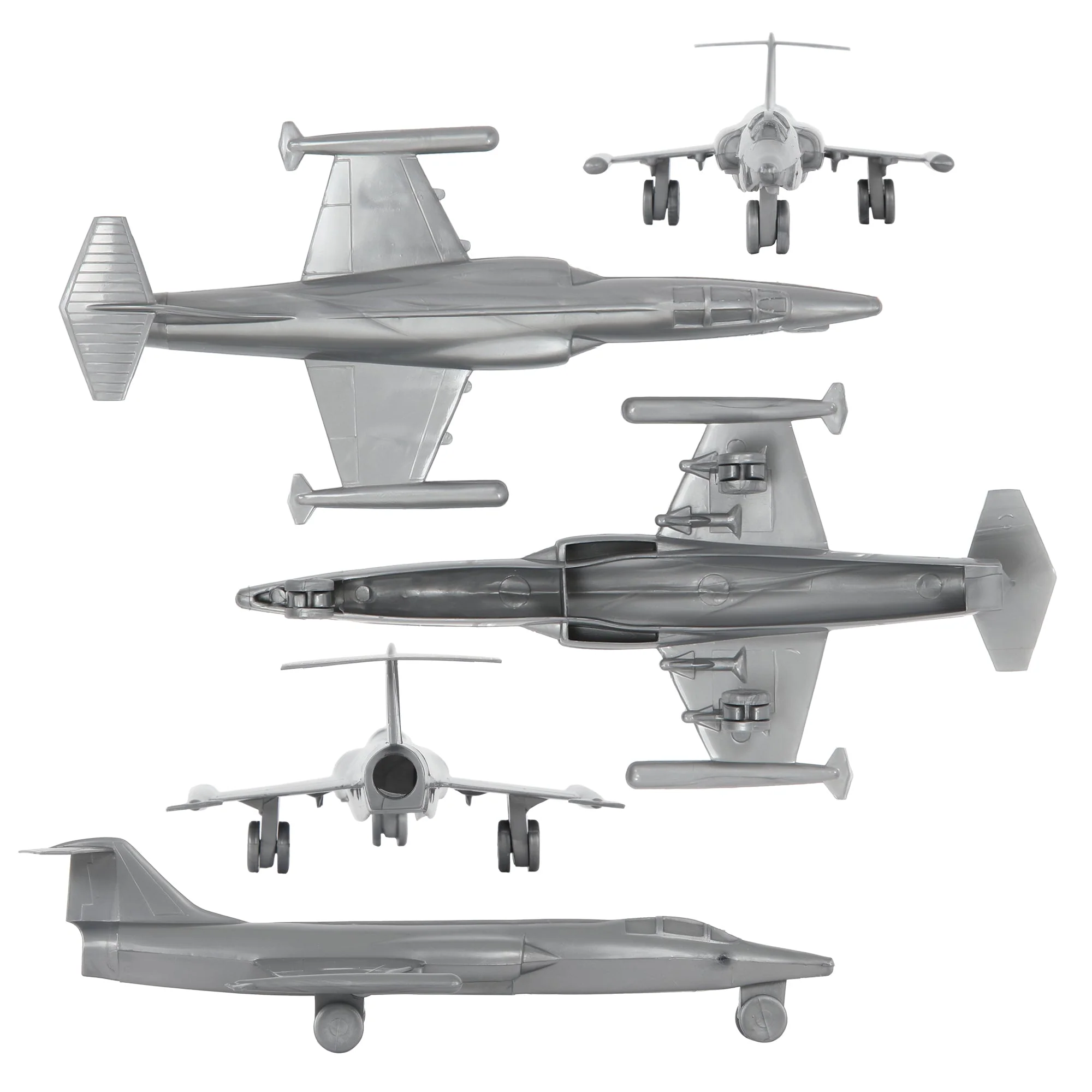TimMee Plastic Army Men Cold War Fighter Jets - Silver Gray Airplanes Made in US - Image 3