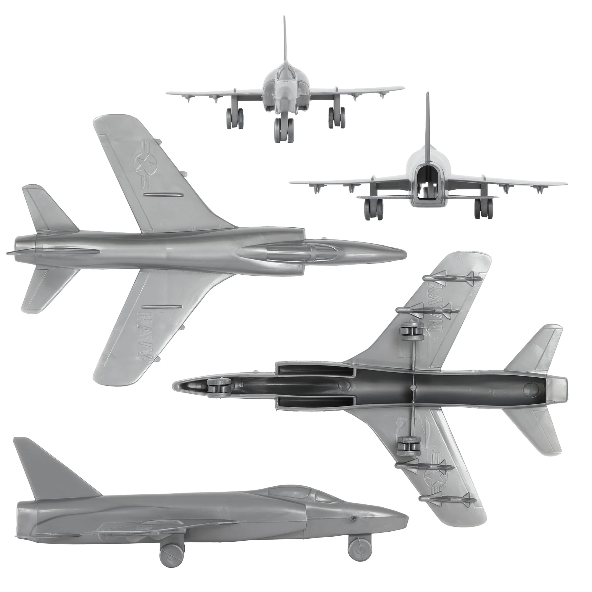 TimMee Plastic Army Men Cold War Fighter Jets - Silver Gray Airplanes Made in US - Image 4