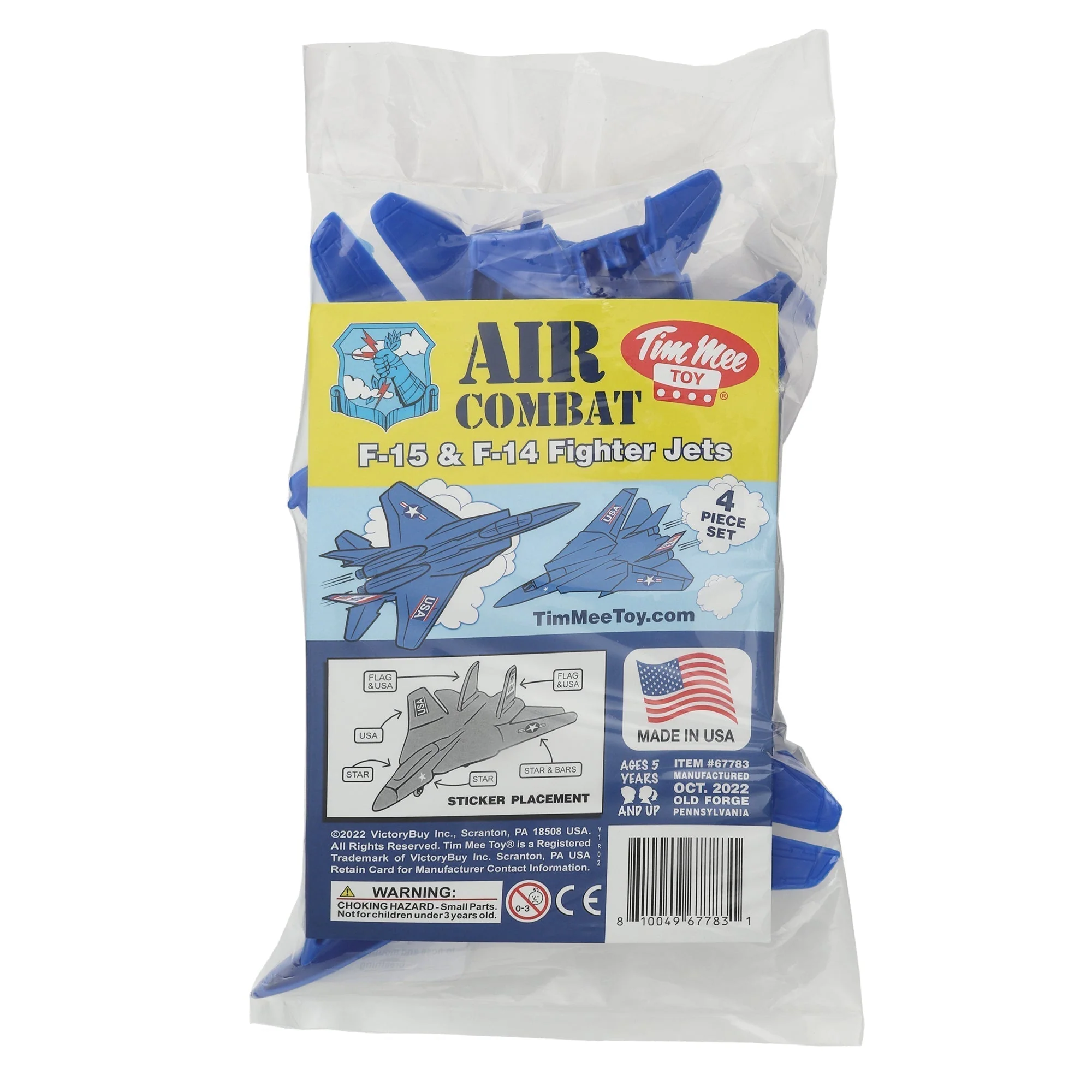 TimMee Plastic Army Men Combat Fighter Jets - 4pc Blue Airplanes Made in USA - Image 3
