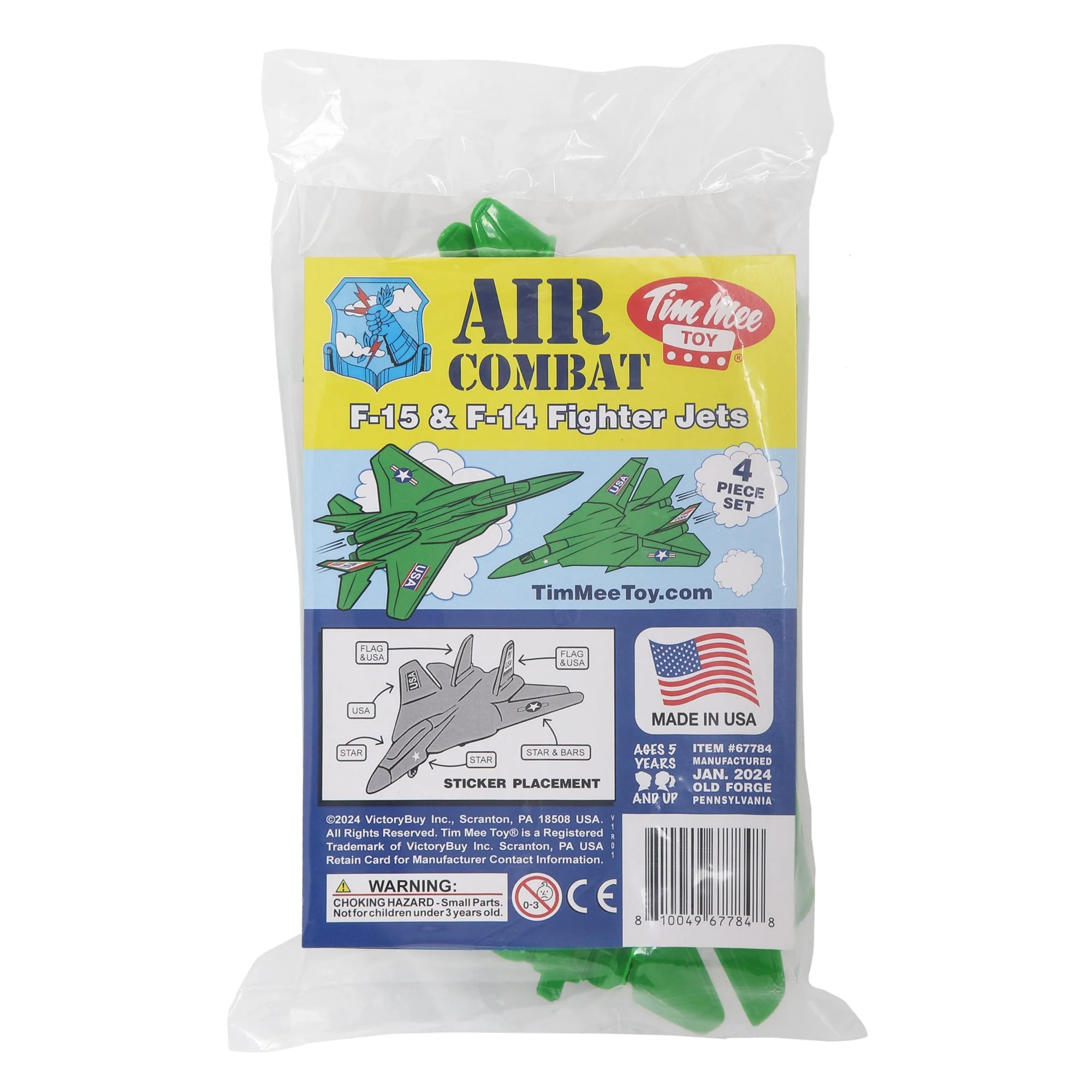 TimMee Plastic Army Men Combat Fighter Jets - 4pc Green Airplanes Made in USA - Image 4