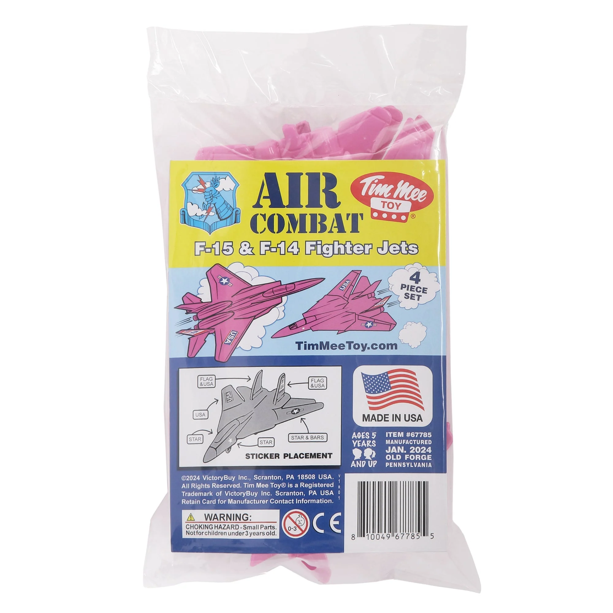 TimMee Plastic Army Men Combat Fighter Jets - 4pc Pink Airplanes Made in USA - Image 4