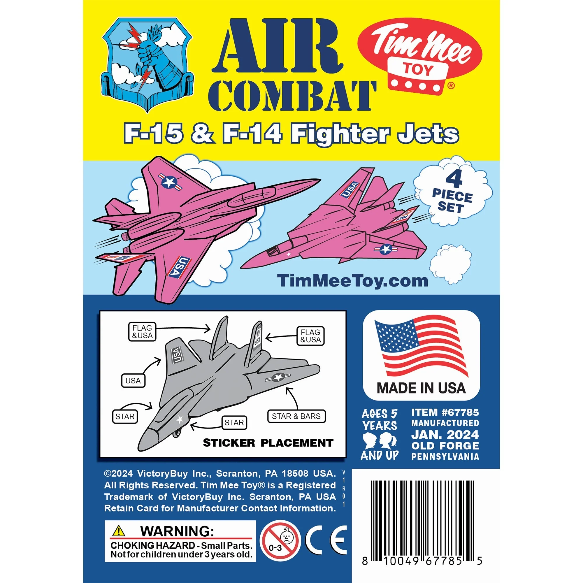 TimMee Plastic Army Men Combat Fighter Jets - 4pc Pink Airplanes Made in USA - Image 5