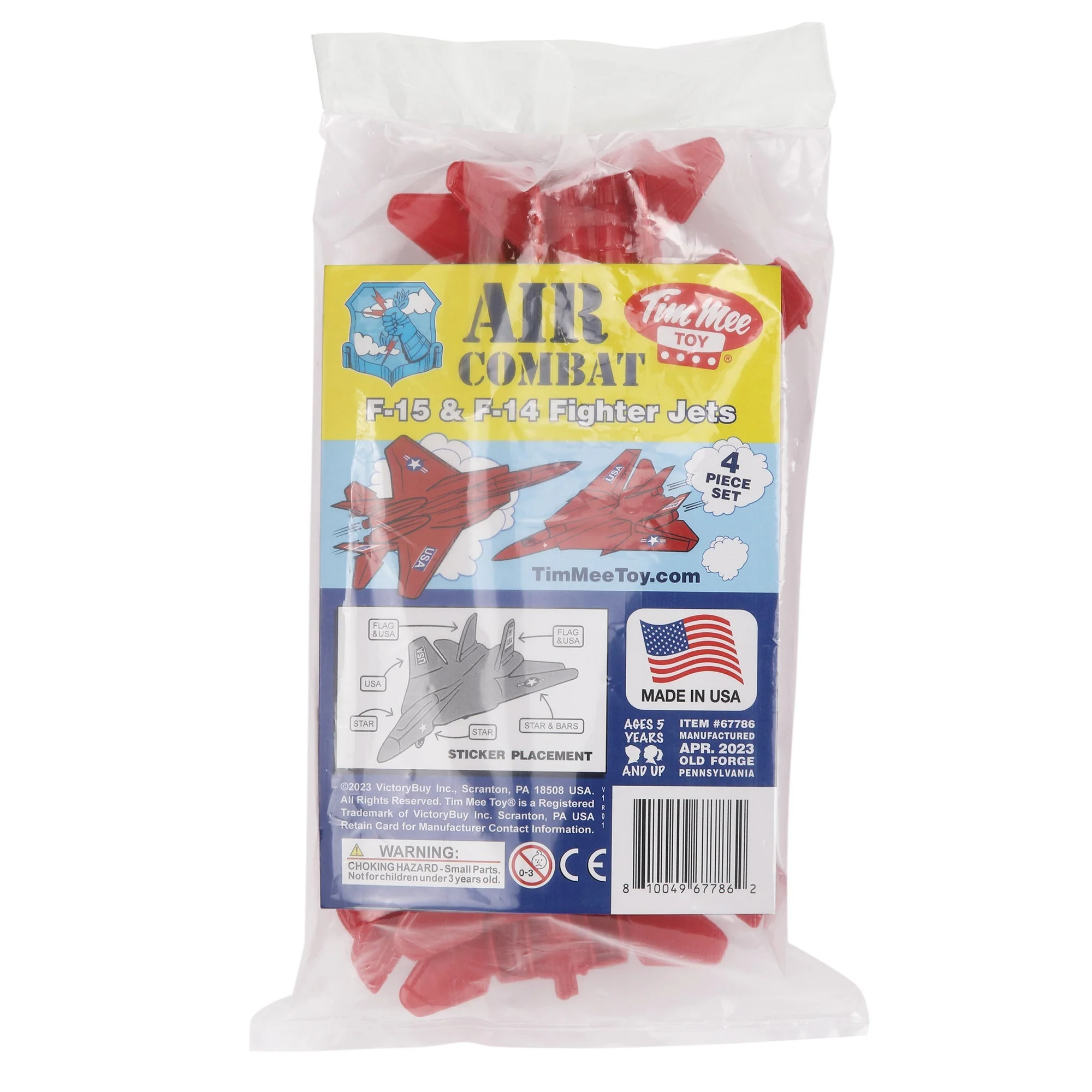 TimMee Plastic Army Men Combat Fighter Jets - 4pc Red Airplanes Made in USA - Image 3