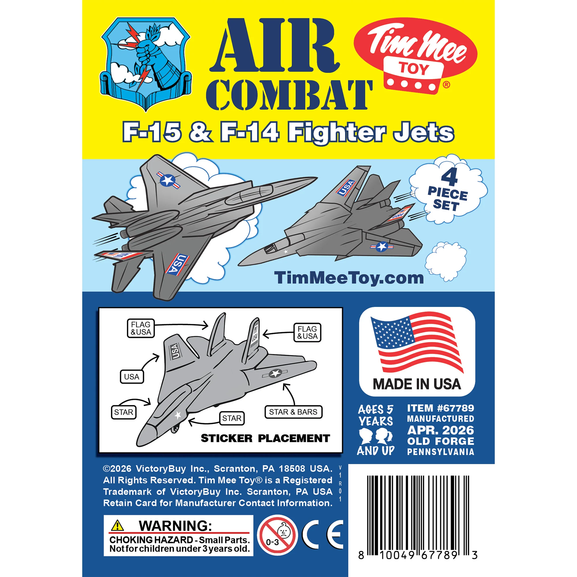 TimMee Plastic Army Men Combat Fighter Jets - 4pc Silver Airplanes Made in USA