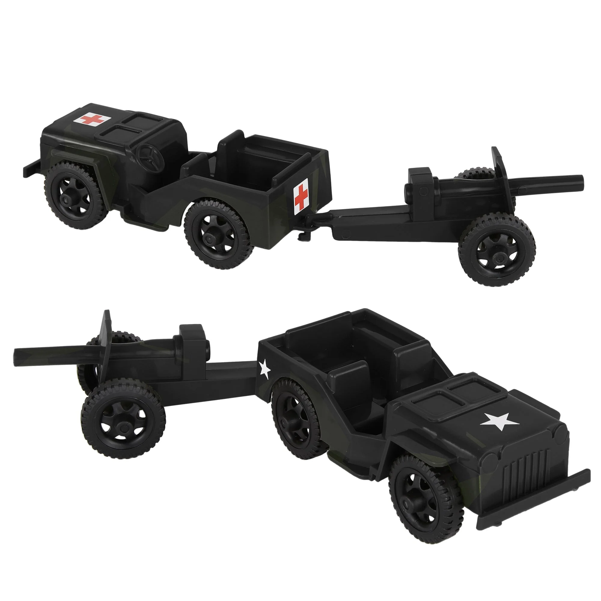 TimMee Combat Patrol Willys & Artillery - Black 4pc Playset USA Made - Image 3