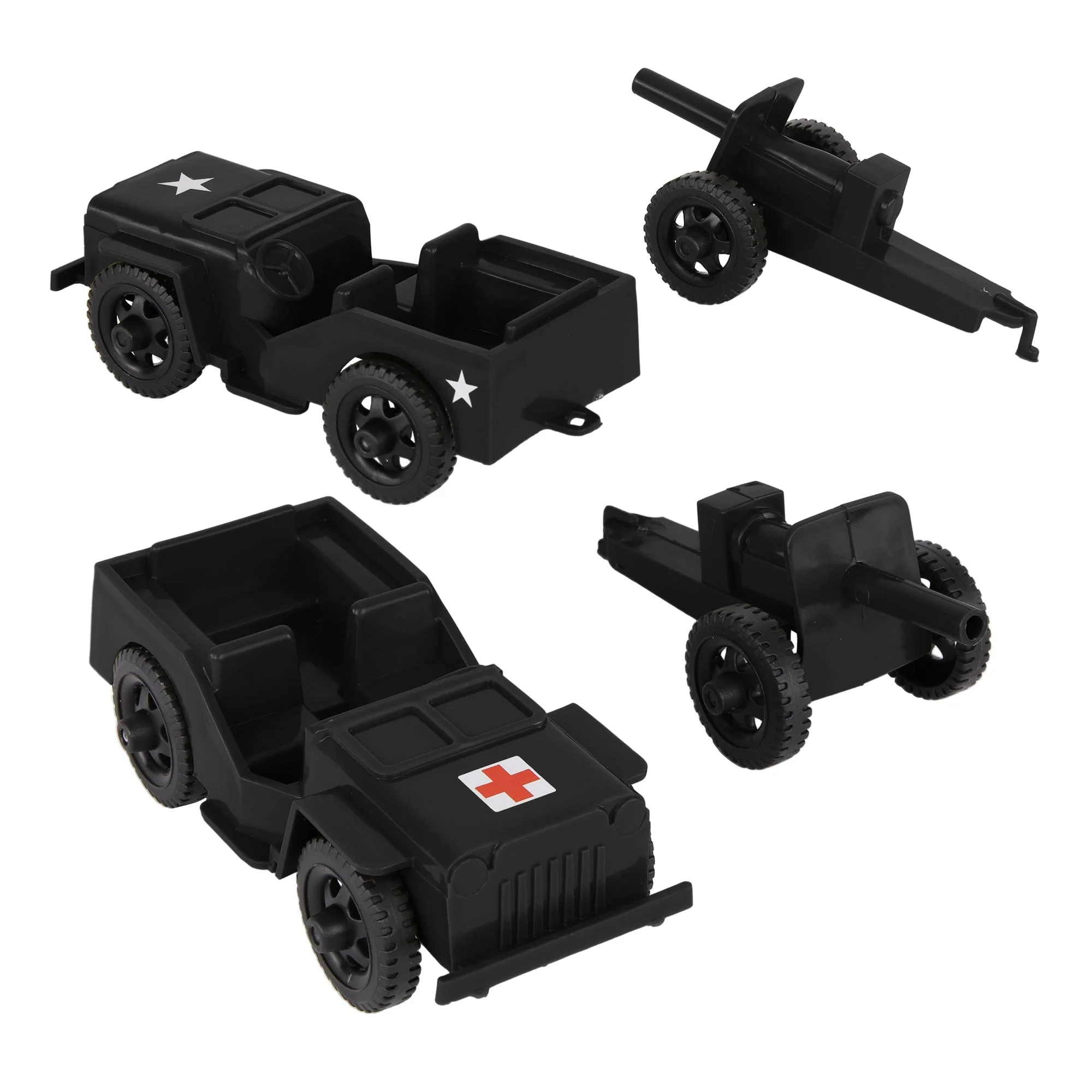TimMee Combat Patrol Willys & Artillery - Black 4pc Playset USA Made - Image 5