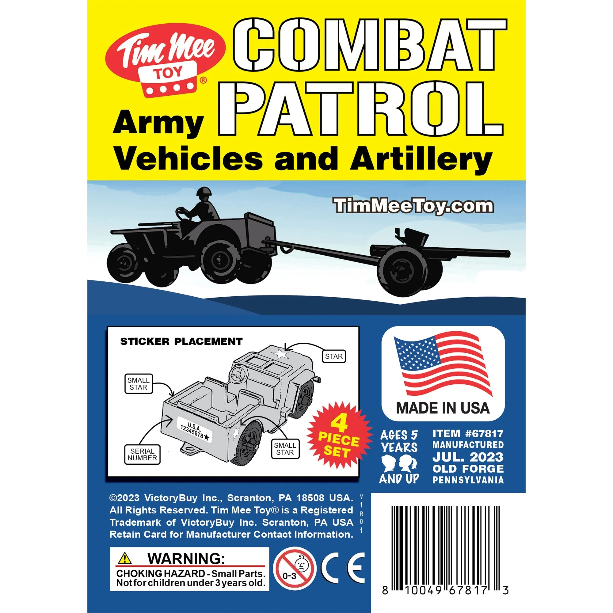 TimMee Combat Patrol Willys & Artillery - Black 4pc Playset USA Made - Image 8