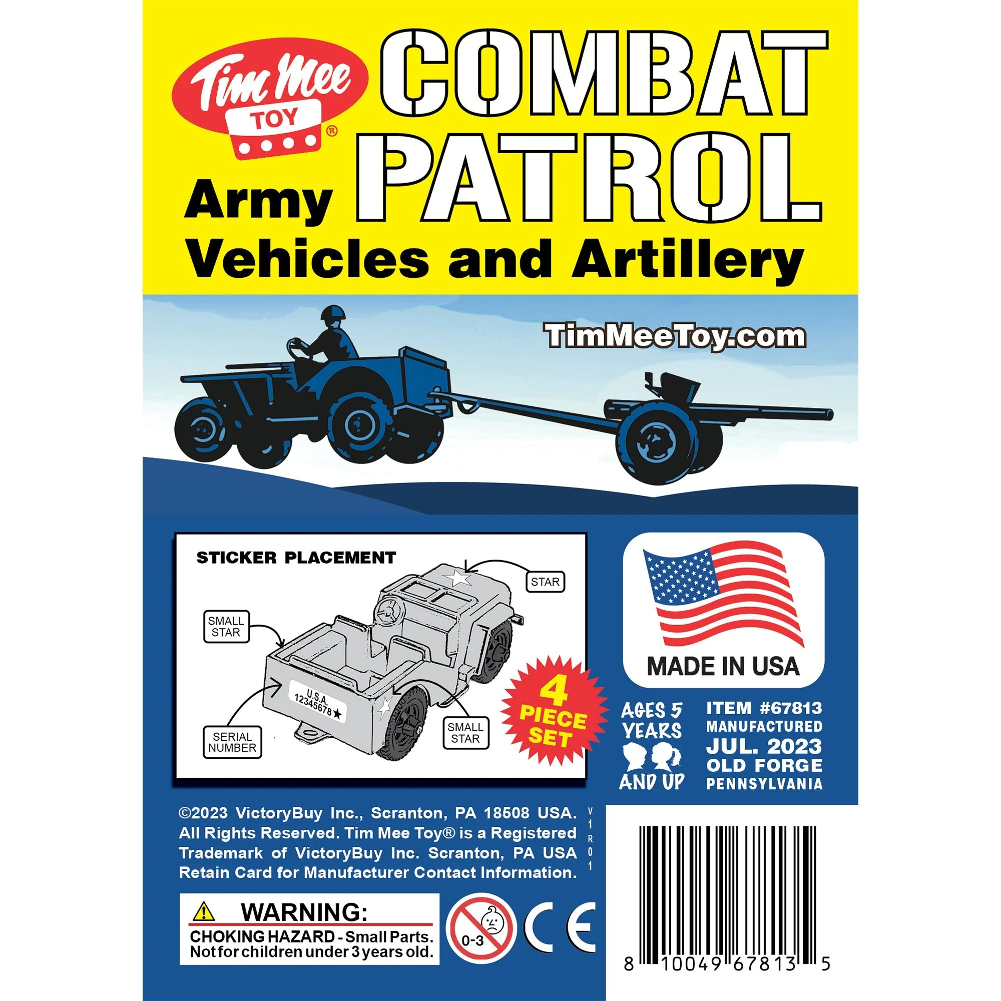 TimMee Combat Patrol Willys & Artillery - Blue 4pc Playset USA Made - Image 7