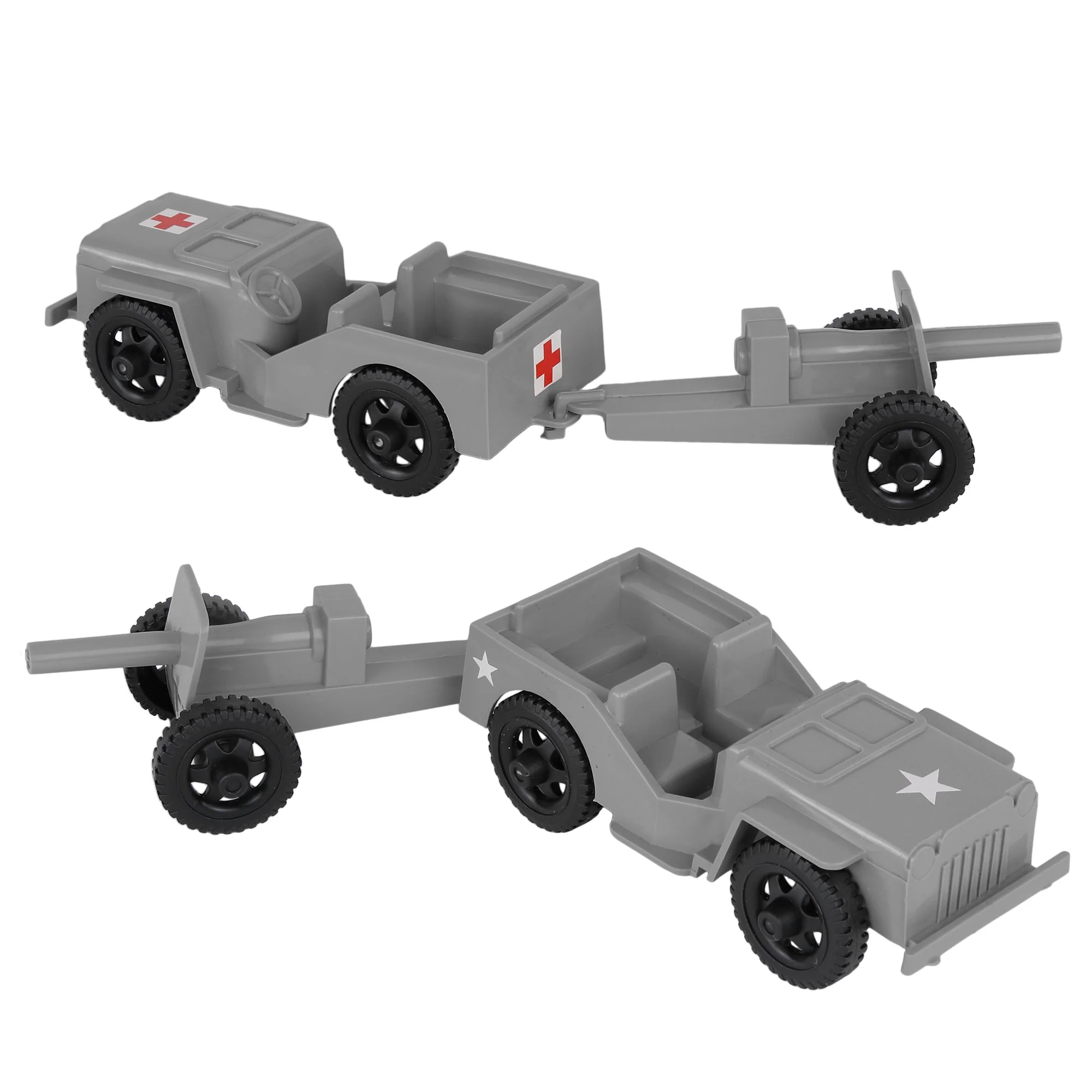 TimMee Combat Patrol Willys & Artillery - Gray 4pc Playset USA Made - Image 3