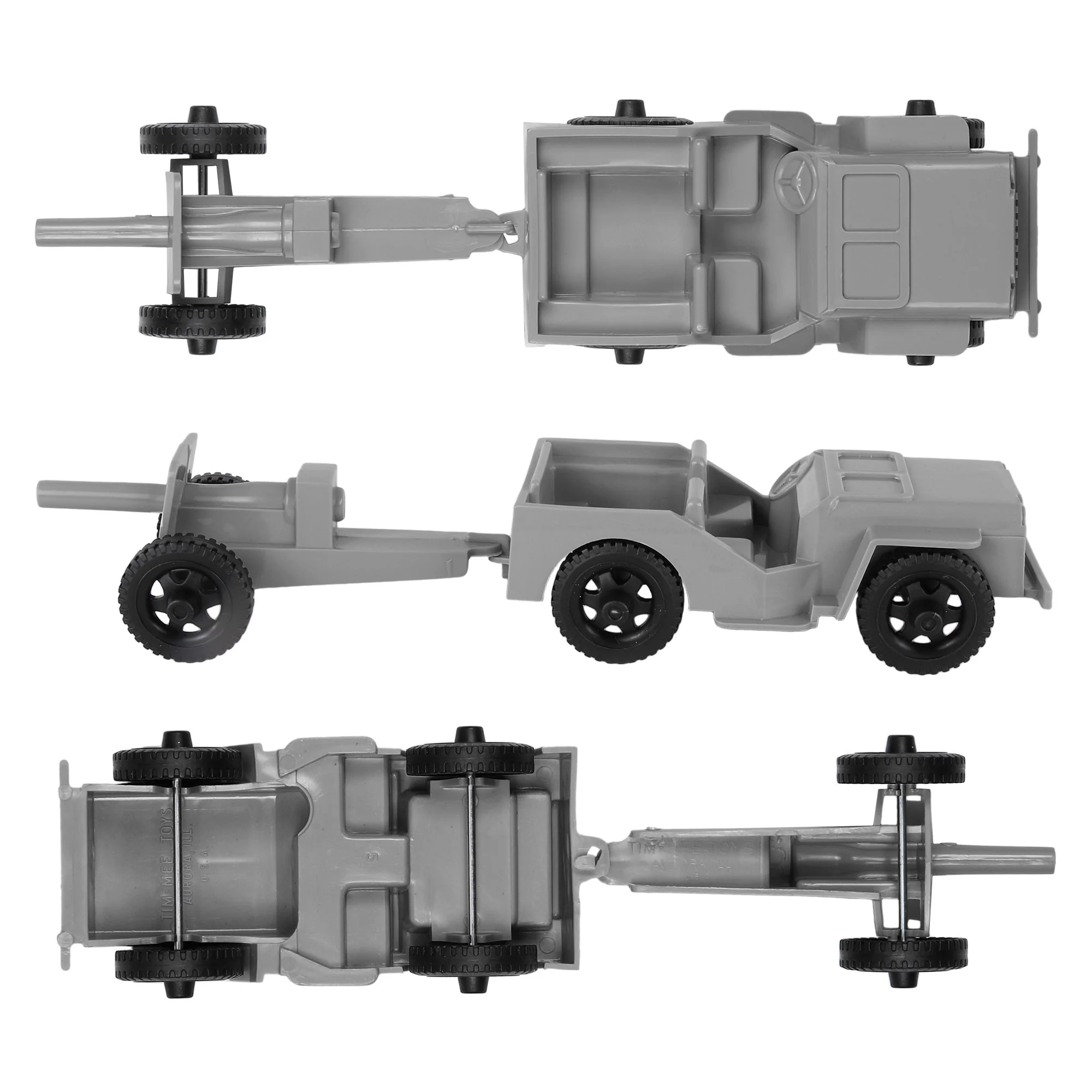 TimMee Combat Patrol Willys & Artillery - Gray 4pc Playset USA Made - Image 4