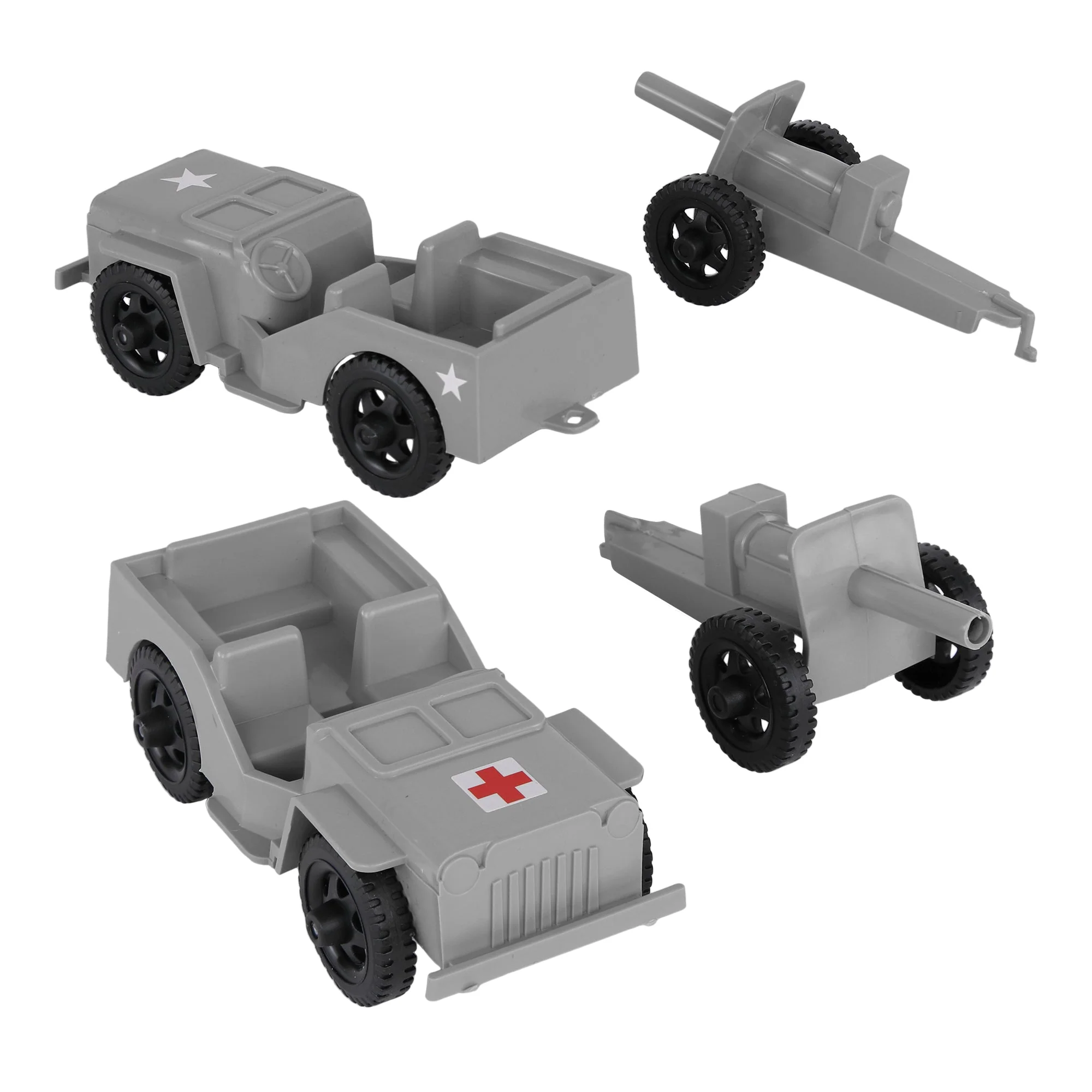 TimMee Combat Patrol Willys & Artillery - Gray 4pc Playset USA Made - Image 6