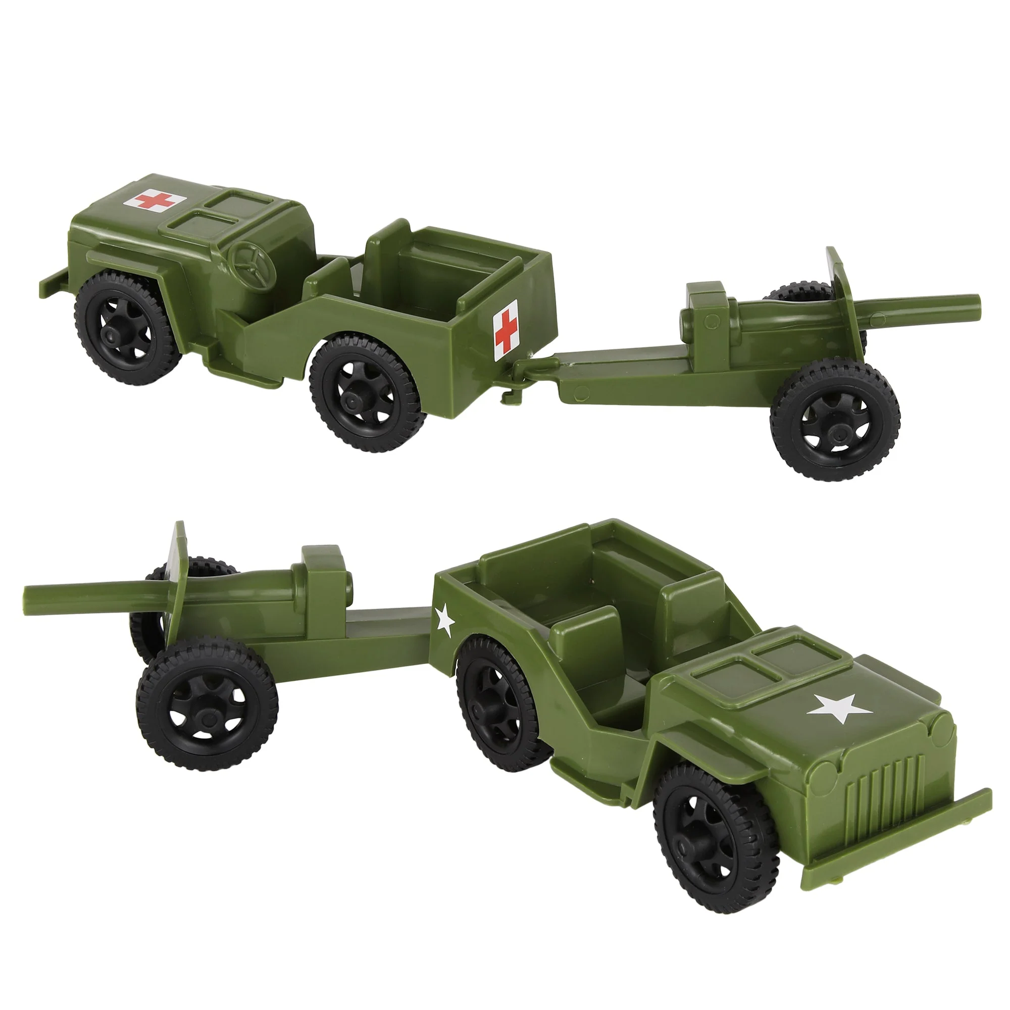 TimMee Combat Patrol Willys & Artillery - OD Green 4pc Playset USA Made - Image 3