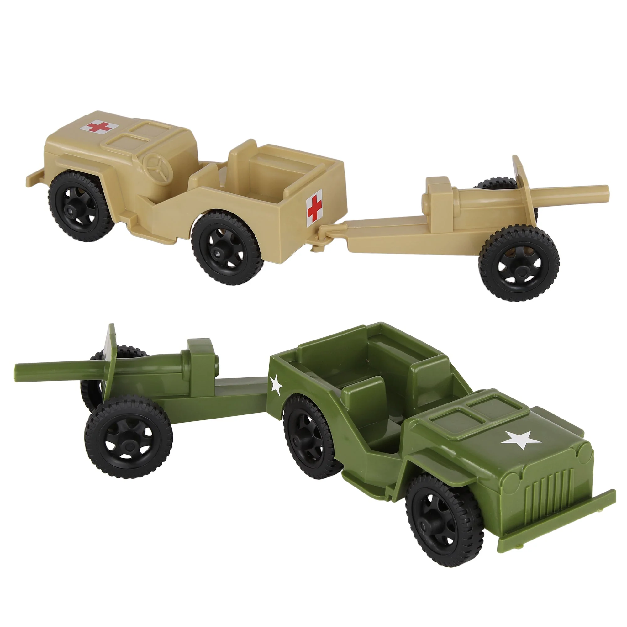 TimMee Combat Patrol Willys & Artillery - Tan & OD Green 4pc Playset USA Made - Image 2